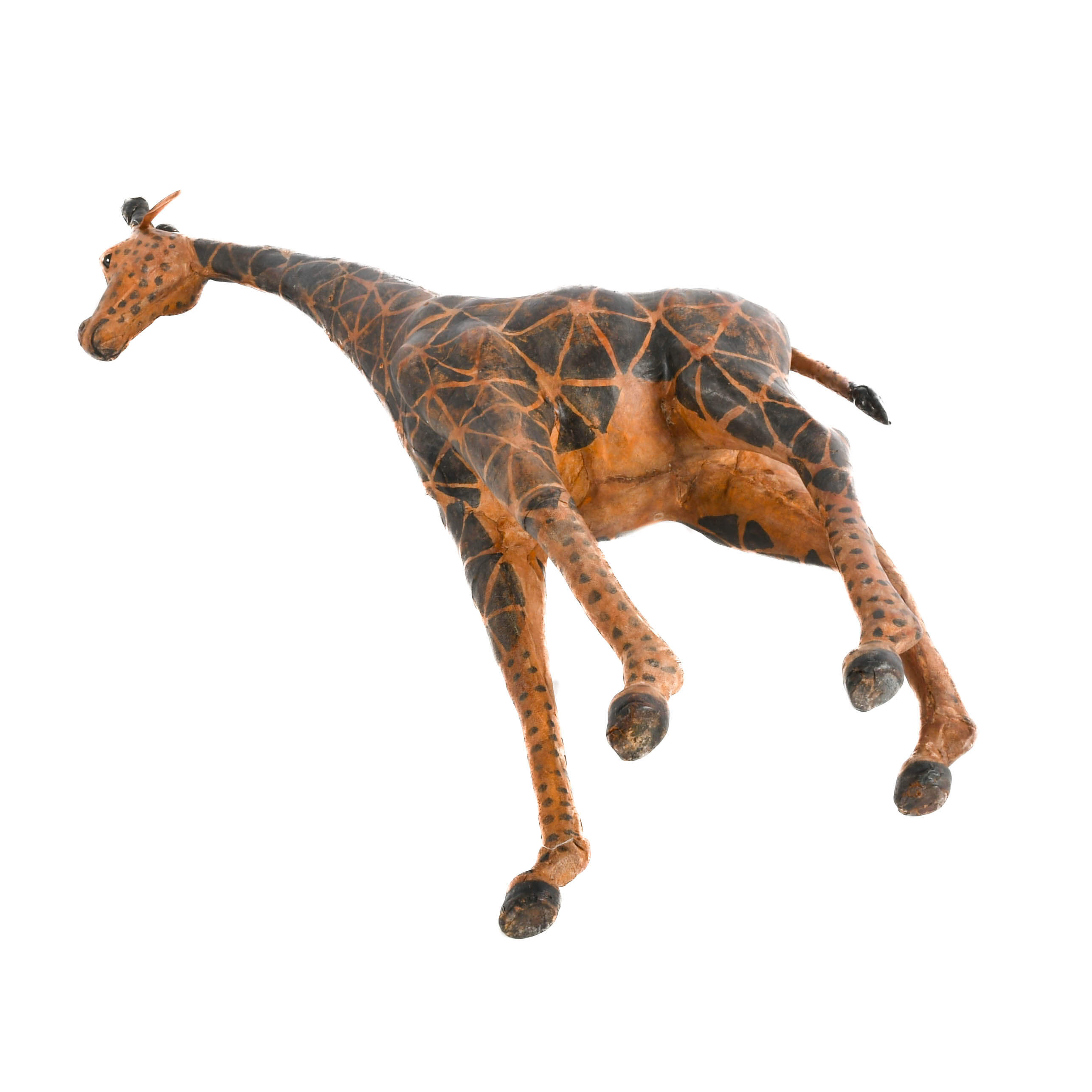 Mid-Century Modern Leather and Painted Giraffe Sculpture-9