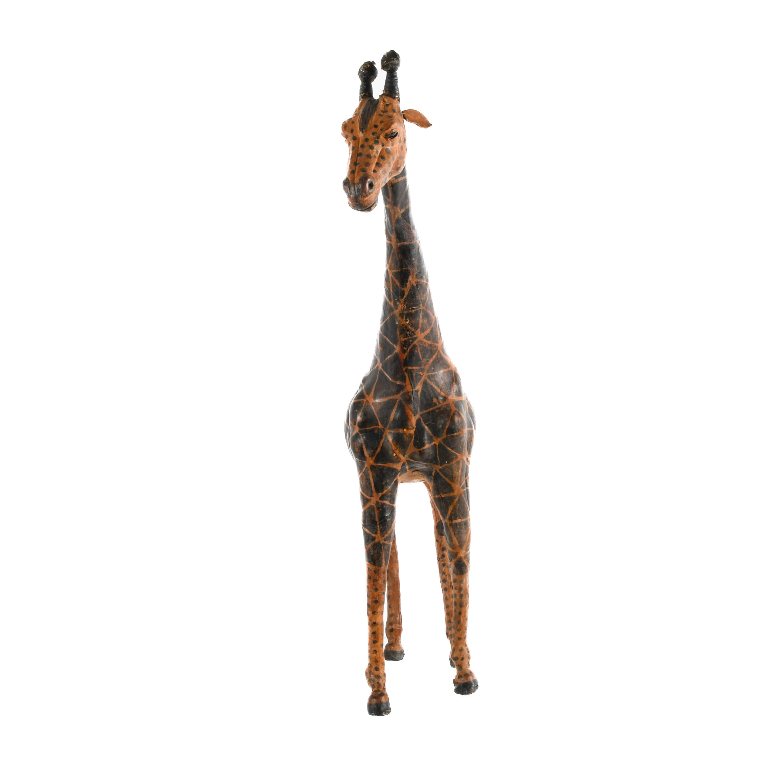 Mid-Century Modern Leather and Painted Giraffe Sculpture-3
