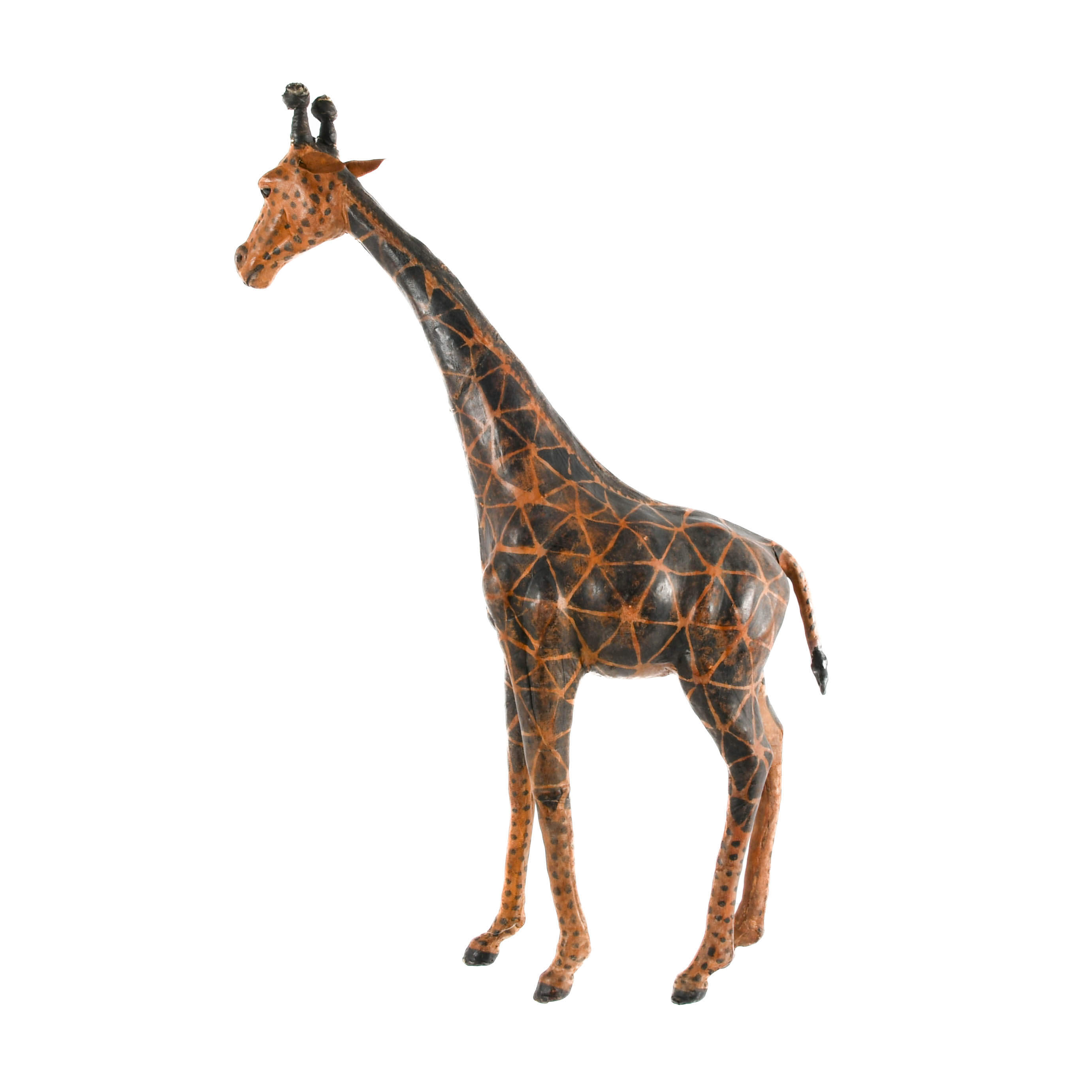 Mid-Century Modern Leather and Painted Giraffe Sculpture-1