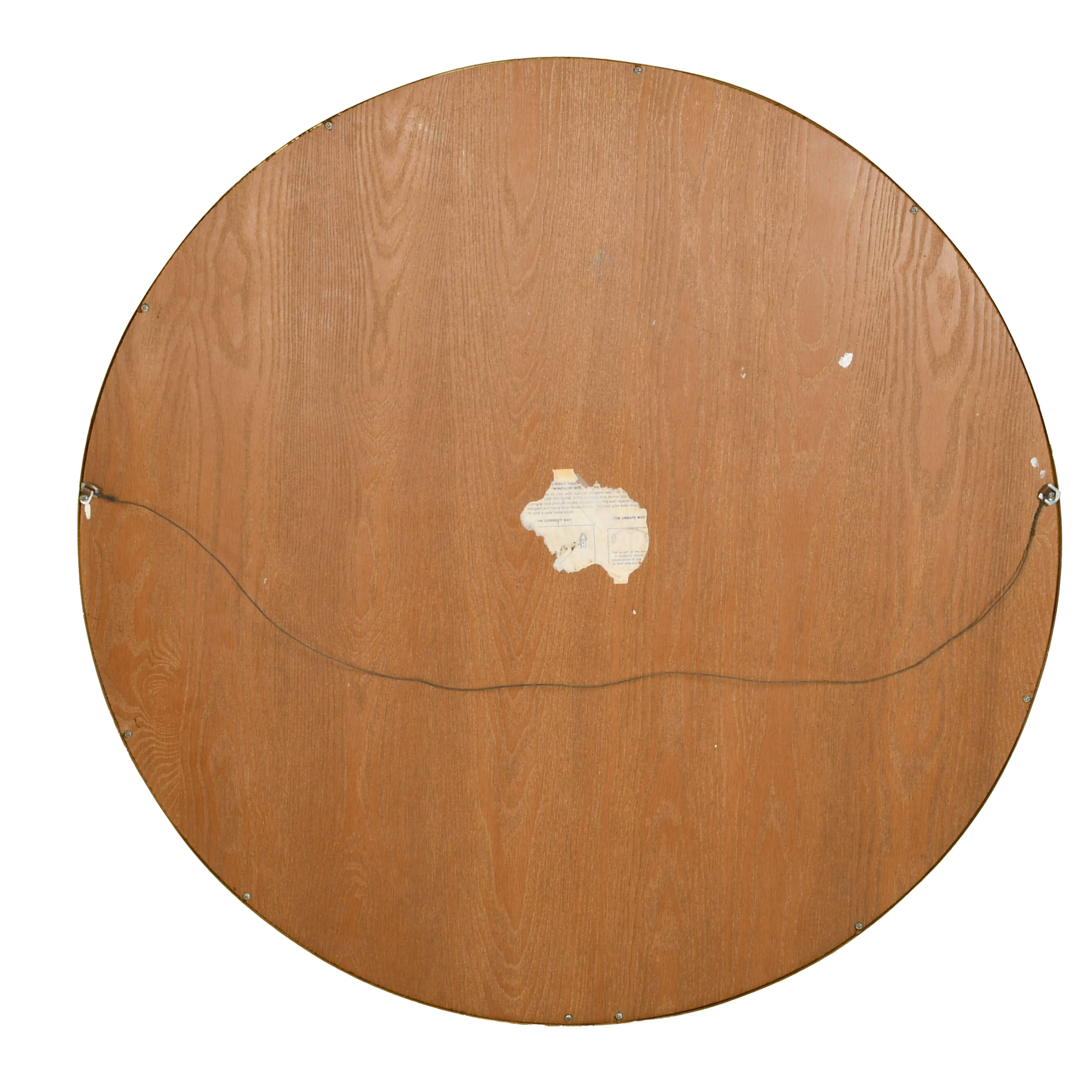 Large Round Hollywood Regency-Style Frosted Wall Mirror-5