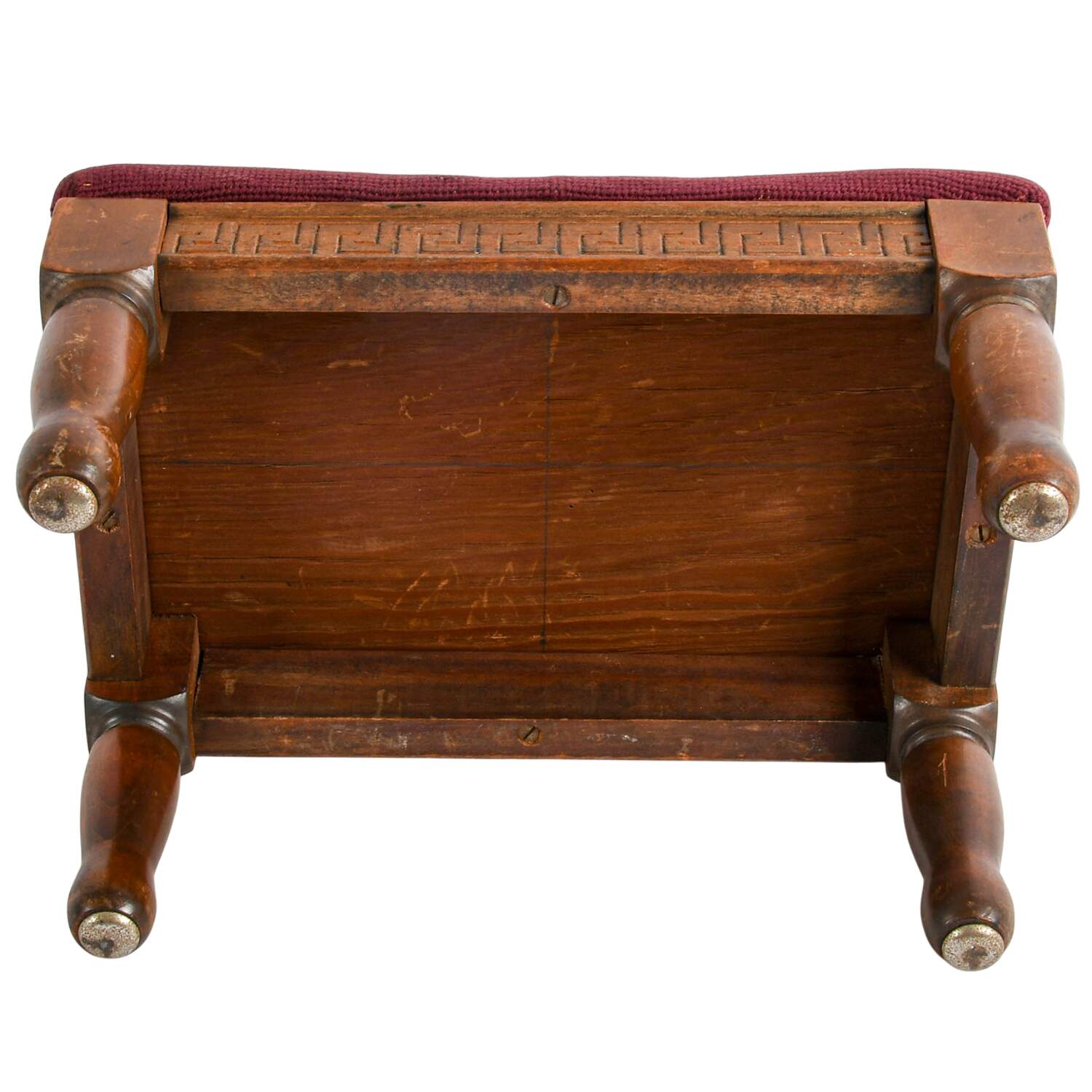 Antique Walnut and Needlepoint Footstool-7