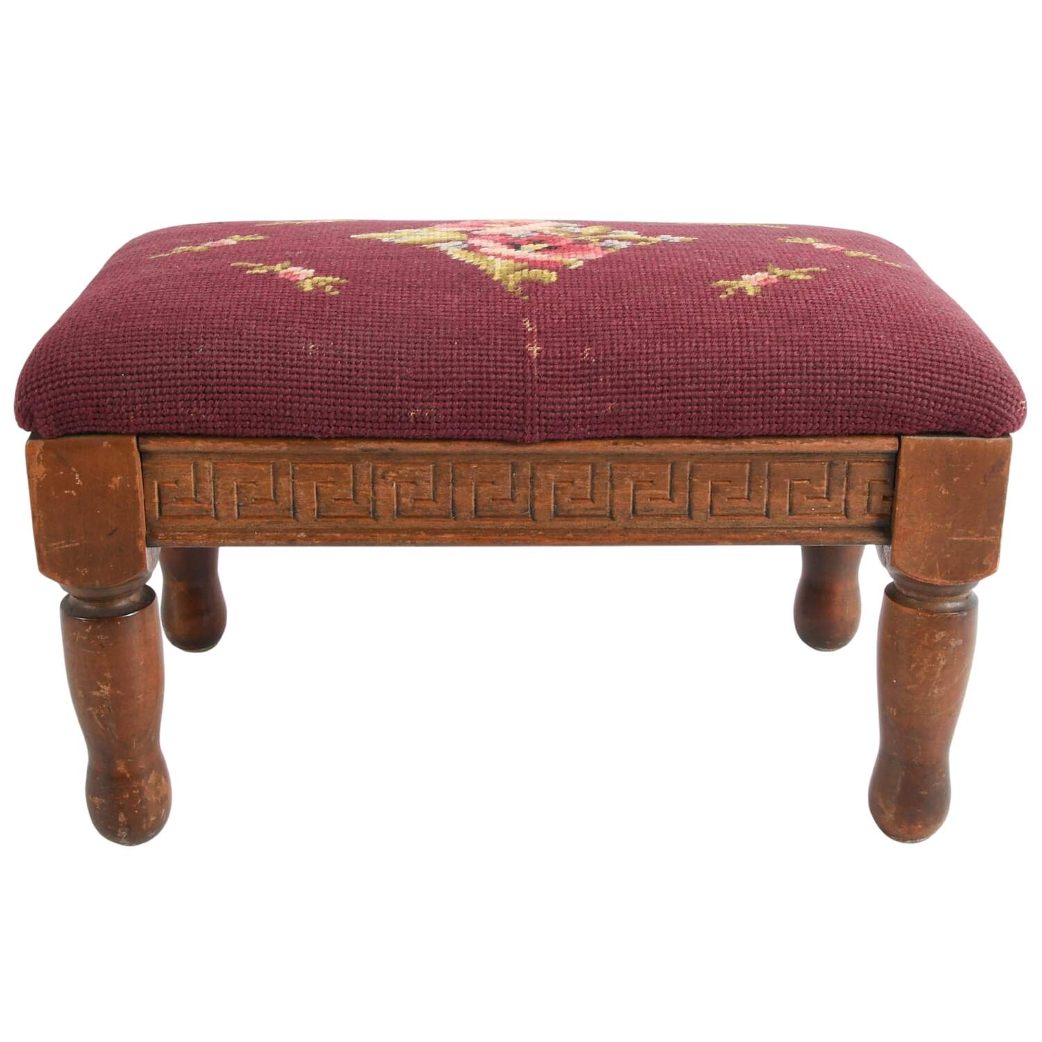 Antique Walnut and Needlepoint Footstool-1