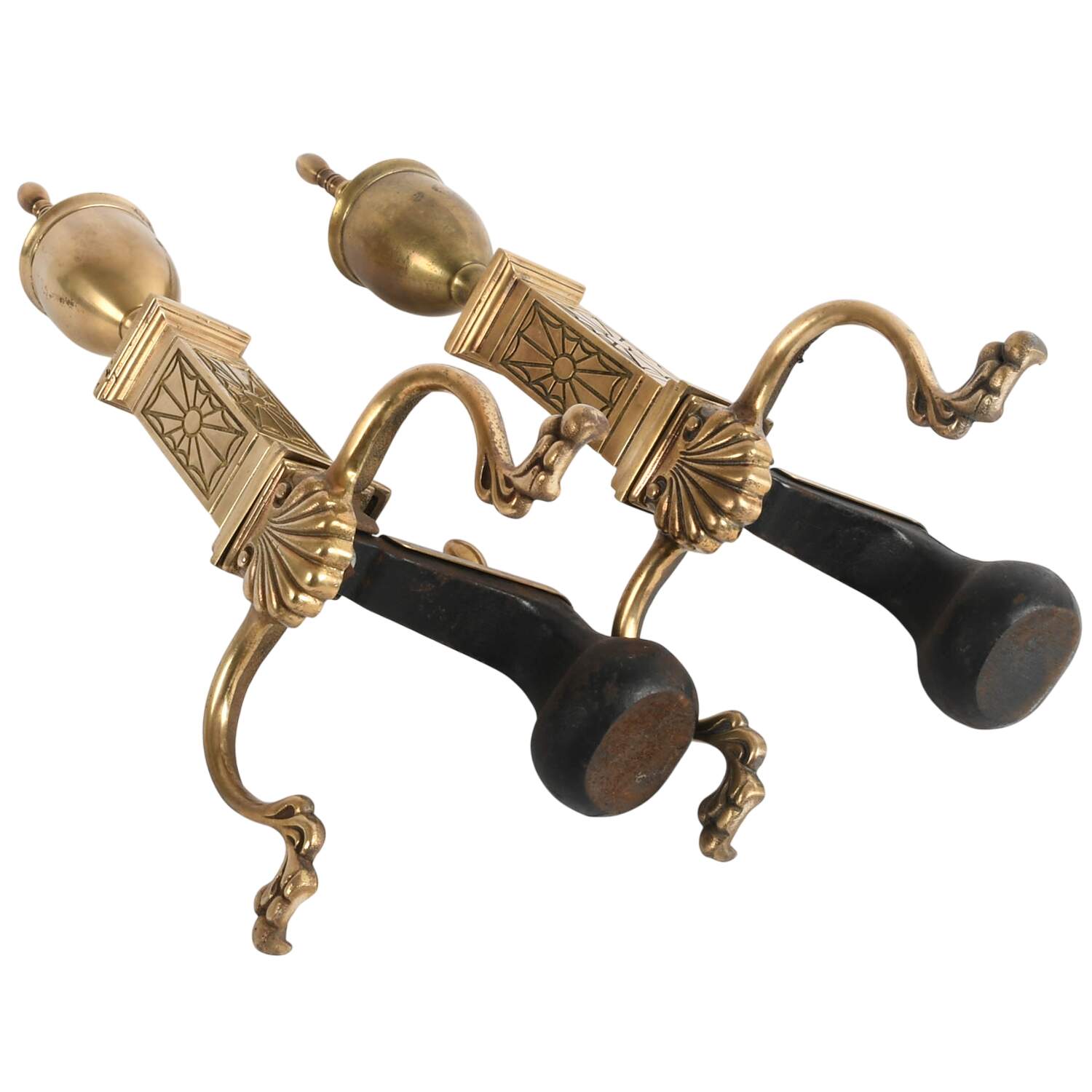 Antique Pair of French Classical Footed Chenets-9