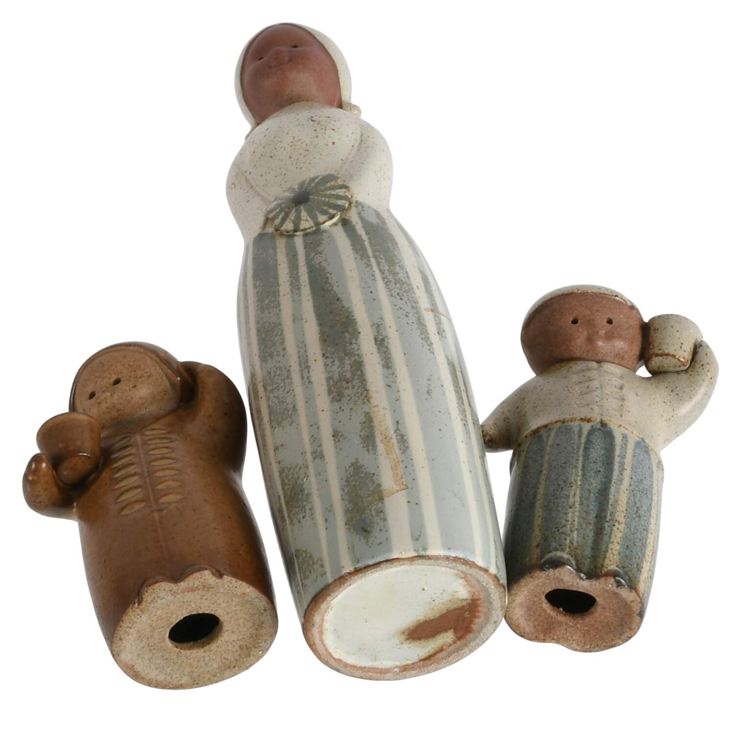 Mid-Century Modern Stoneware Figural Decanter and Candleholder Set-1