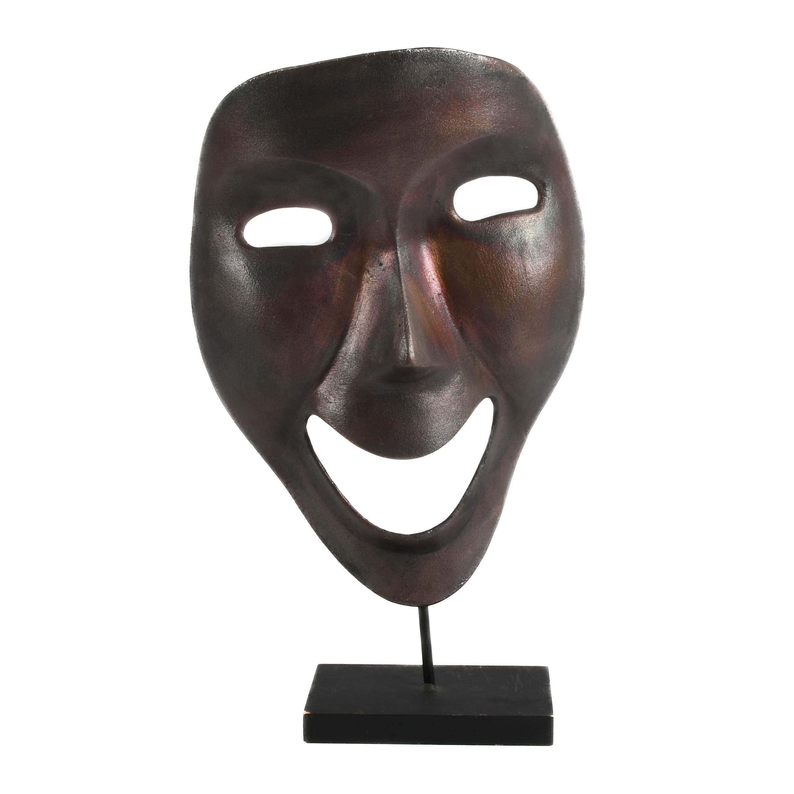 Oversize Metal Mask Sculpture on Base-1