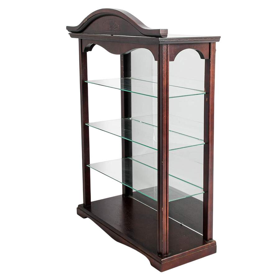 Mahogany Wall Curio with Glass Shelves-2