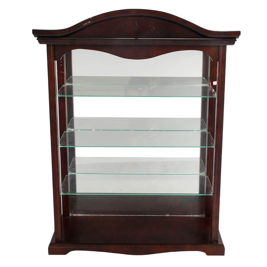 Mahogany Wall Curio with Glass Shelves-1