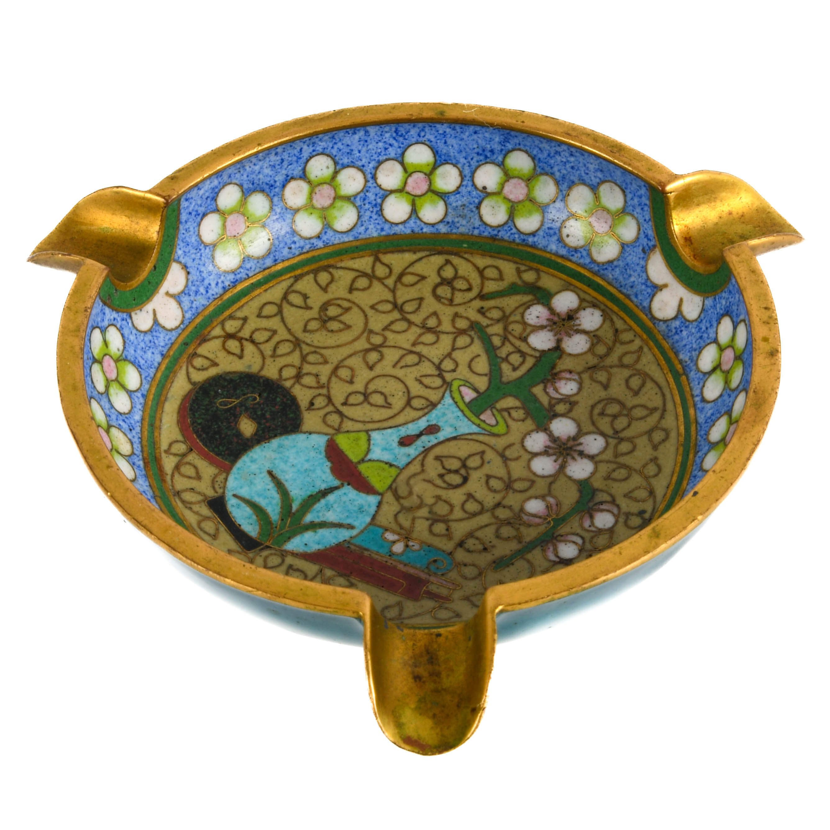 Chinese Floral Cloisonné Ashtray-4