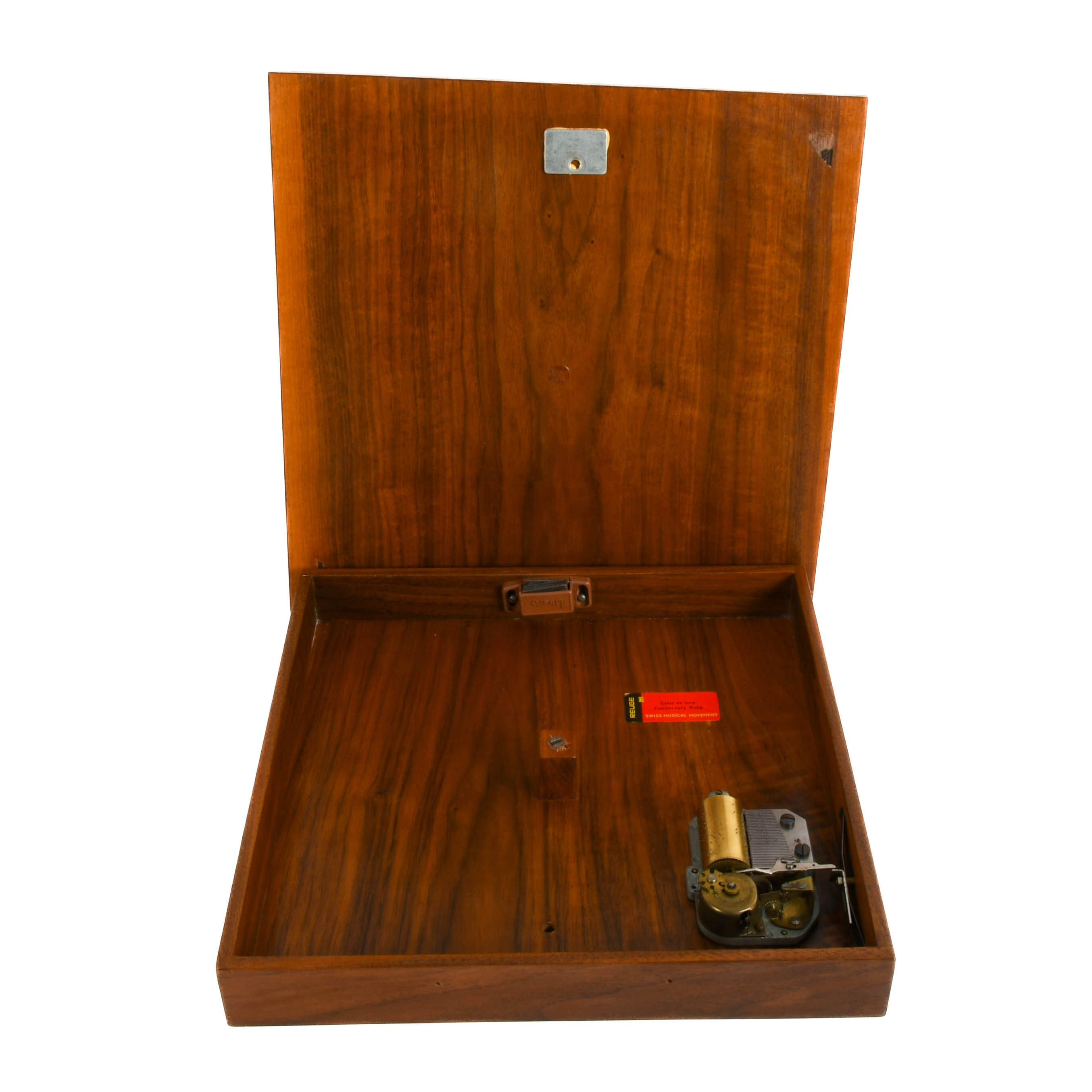 Marquetry Inlaid Wall Plaque with Reuge Swiss Music Box-4