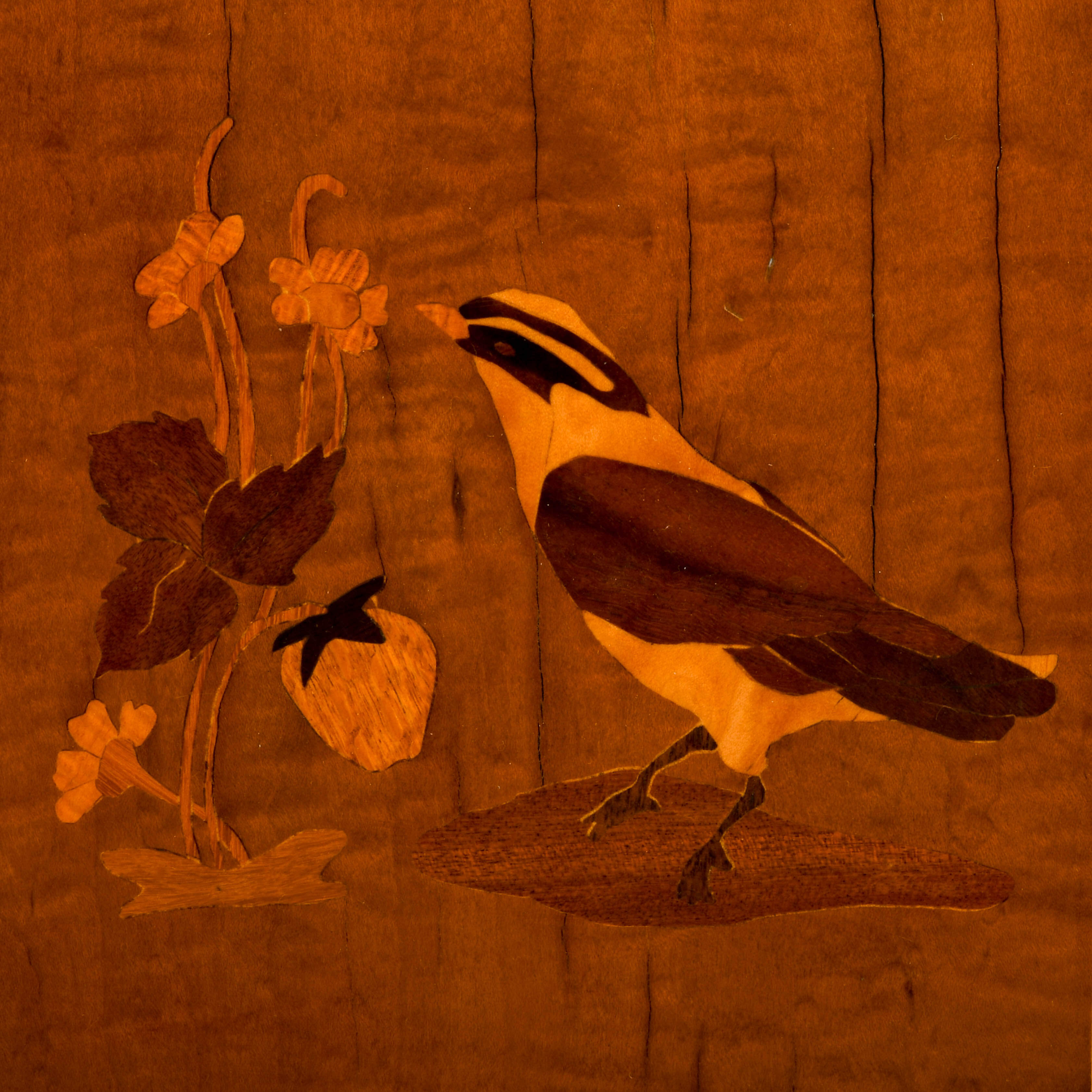 Marquetry Inlaid Wall Plaque with Reuge Swiss Music Box-2