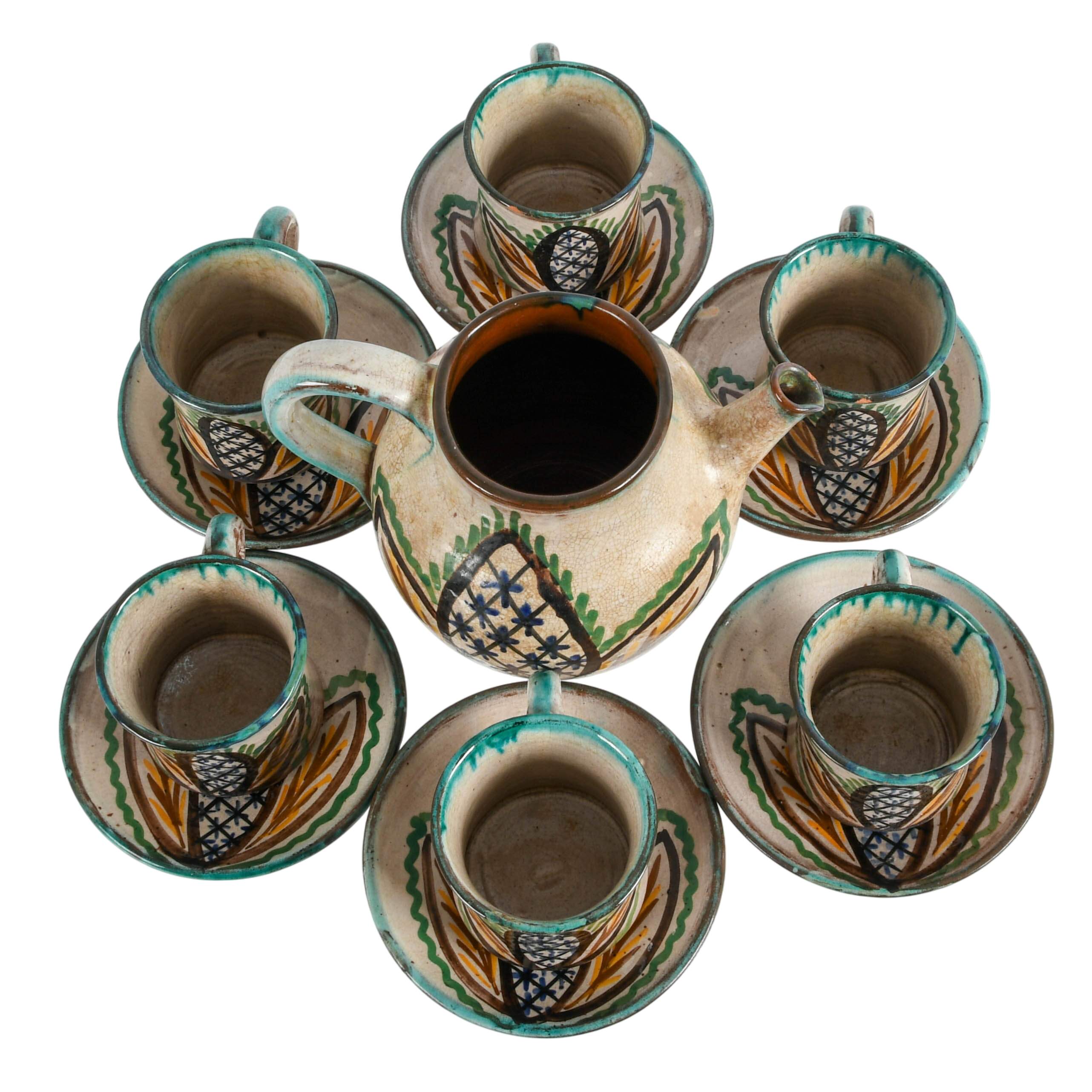 Glazed Studio Pottery Tea Set-6