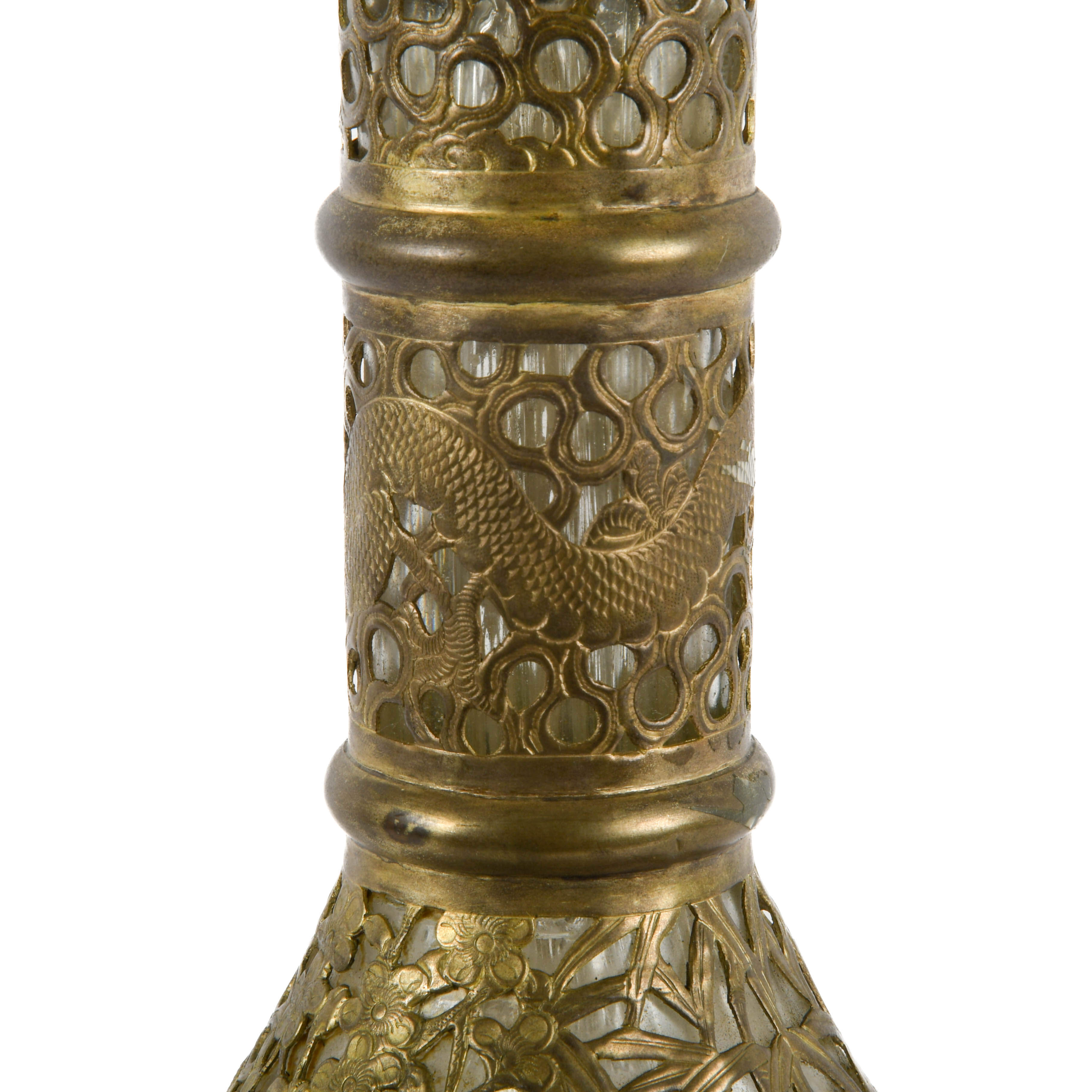 Antique Chinese Silver Overlay and Glass Decanter-3