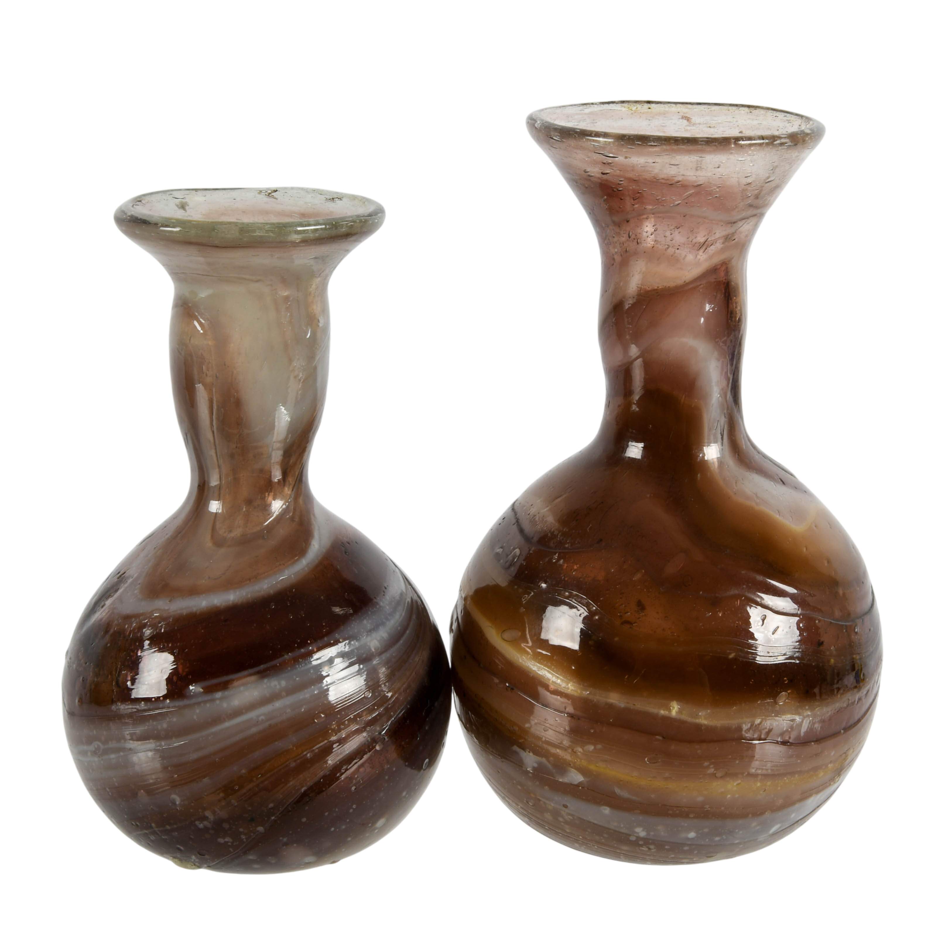 Set of Three Hand-Blown Roman Glass-Style Bottles-4