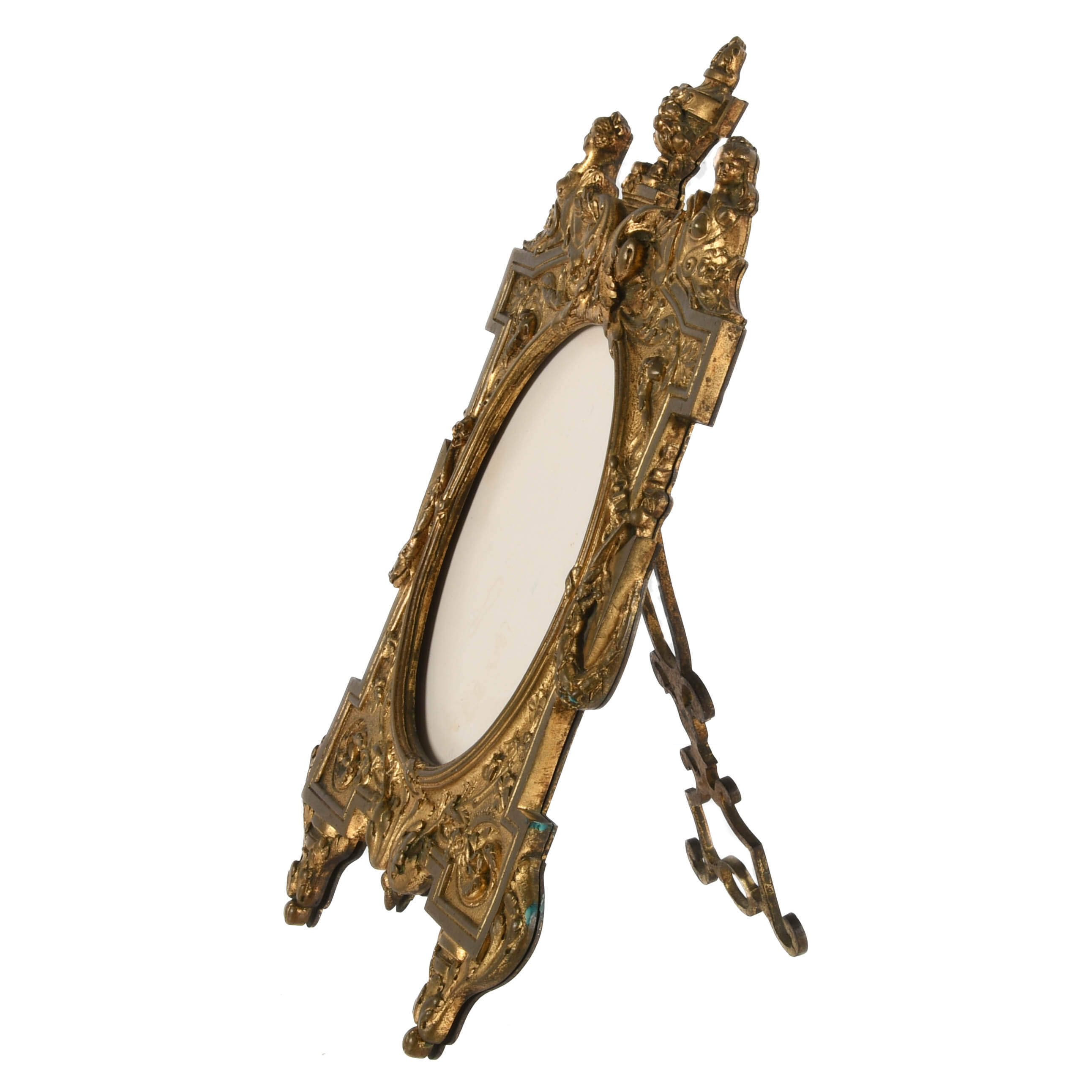 Belle Époque Gilded Brass Ladies Dressing Mirror-11