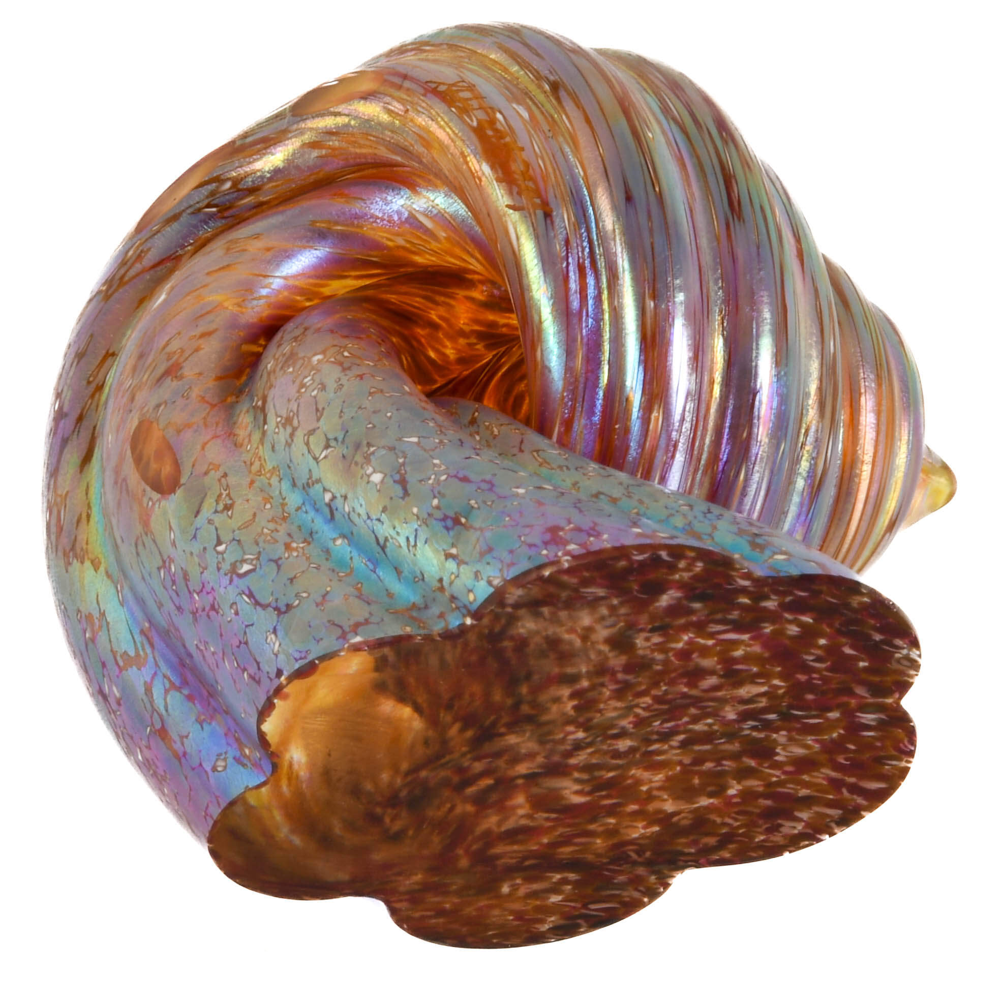 Signed Micheal Cohn Art Glass Seashell Paperweight-8