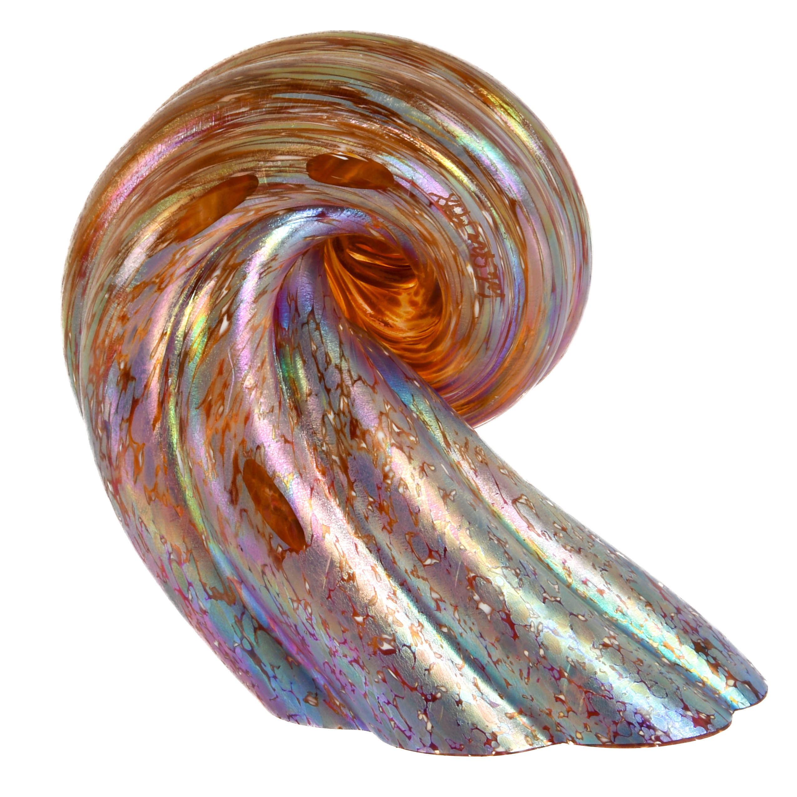 Signed Micheal Cohn Art Glass Seashell Paperweight-4