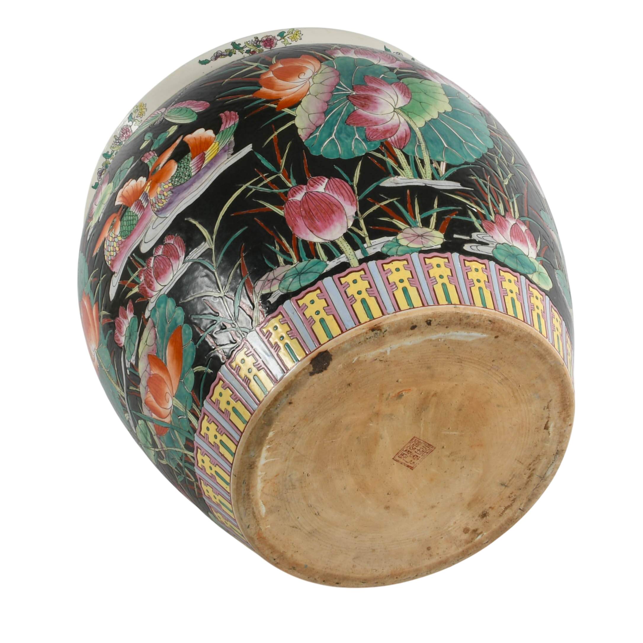 Large Chinese Porcelain Fishbowl Planter-8