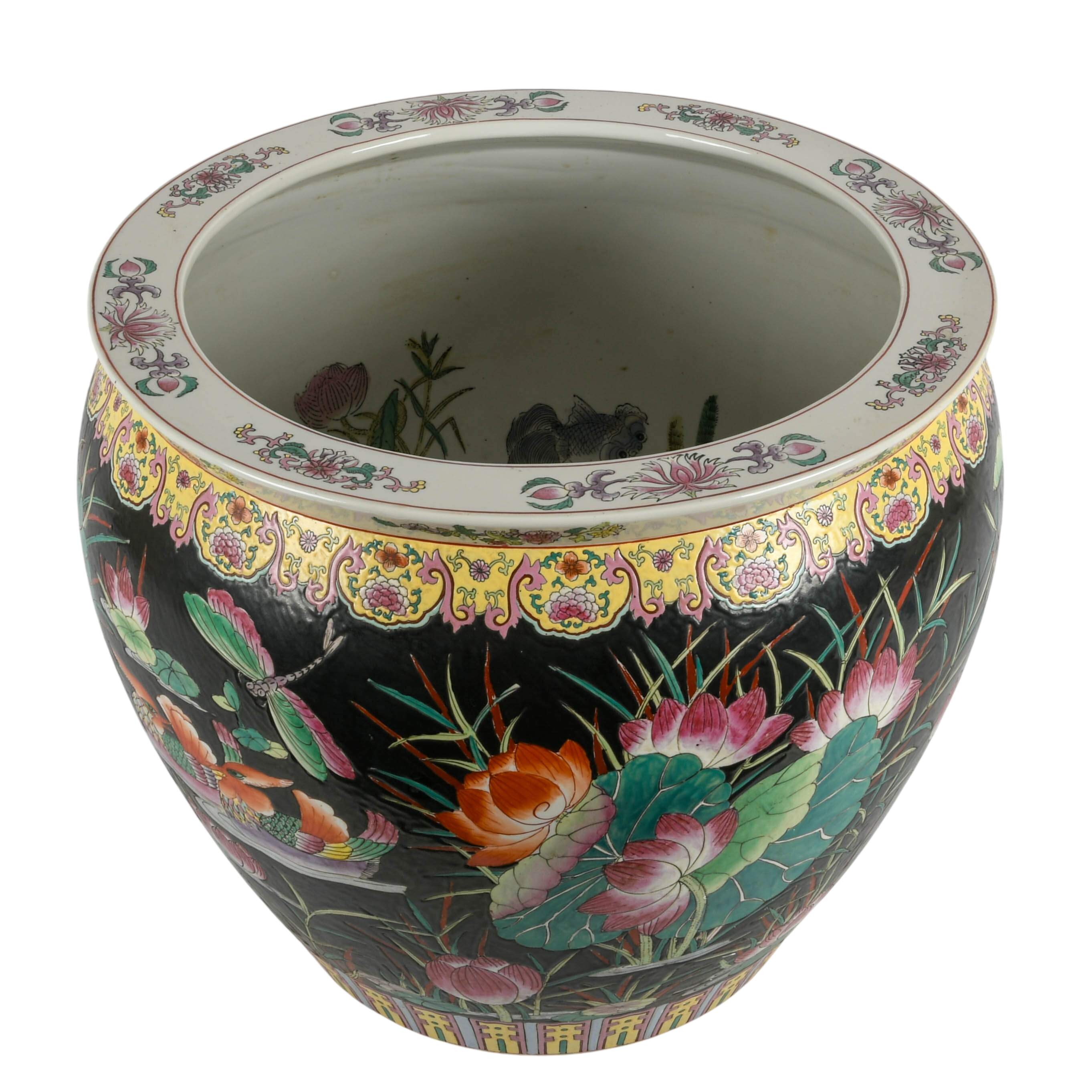Large Chinese Porcelain Fishbowl Planter-3