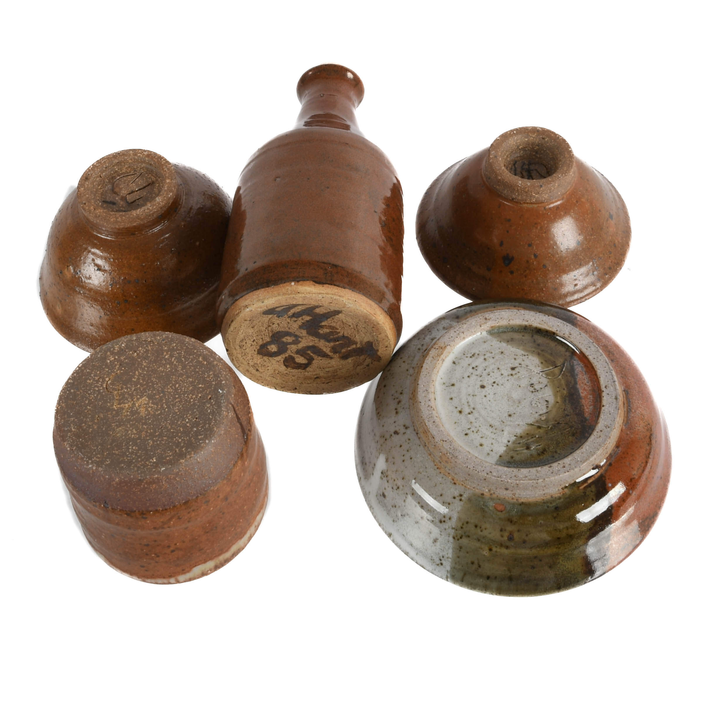 Lot of Five Signed Studio Pottery Items-10