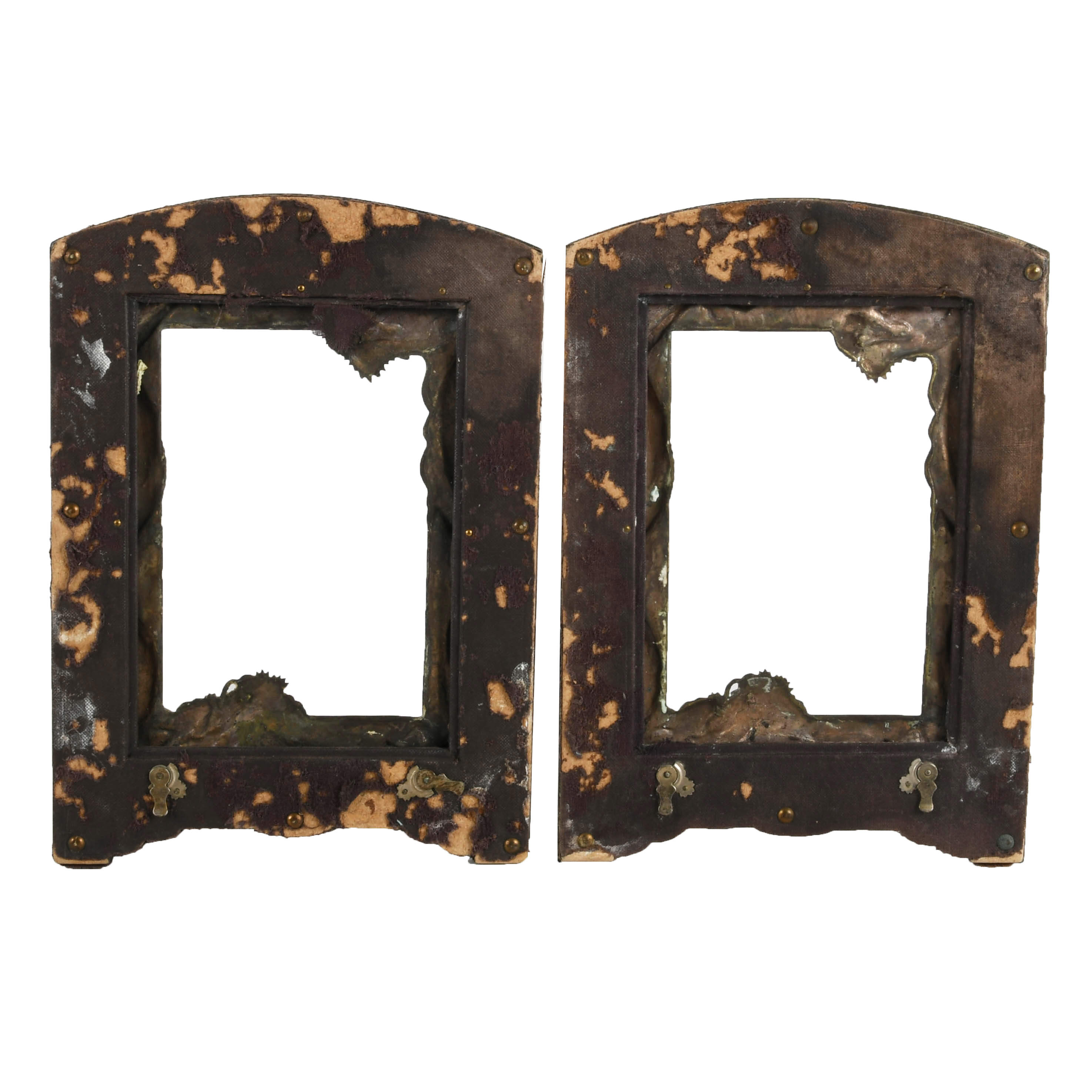 Pair of Antique Chinese Metal Dragon Picture Frames-7
