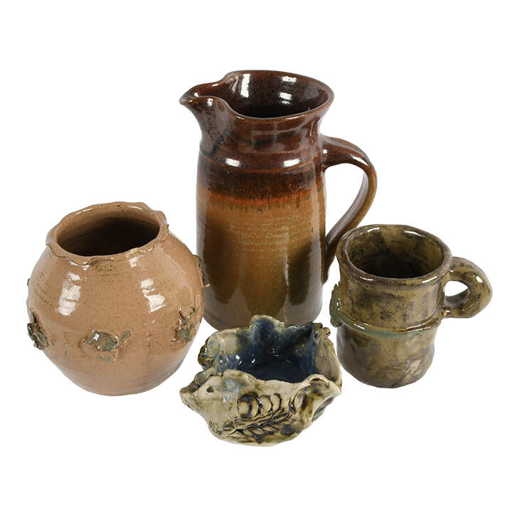 Grouping of Studio Art Pottery Vases and Trinkets-1