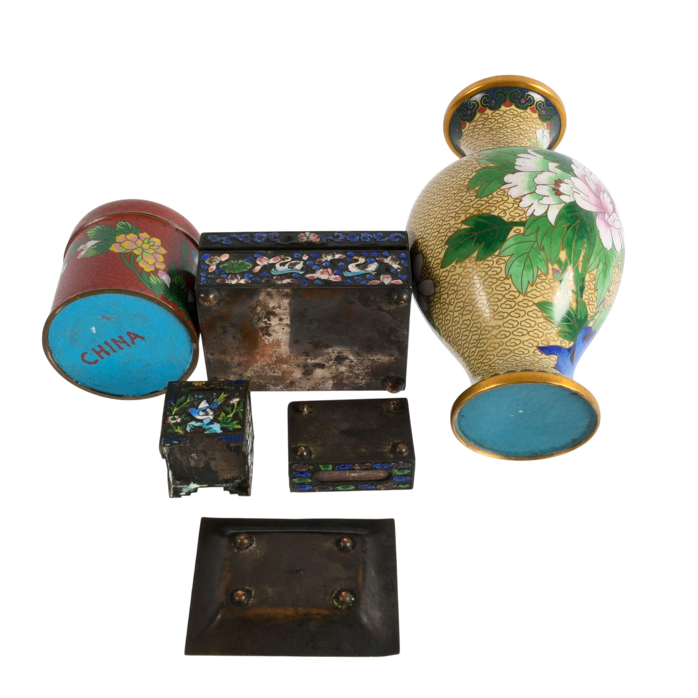 Six-Piece Chinese Cloisonné Enamel Lot-6