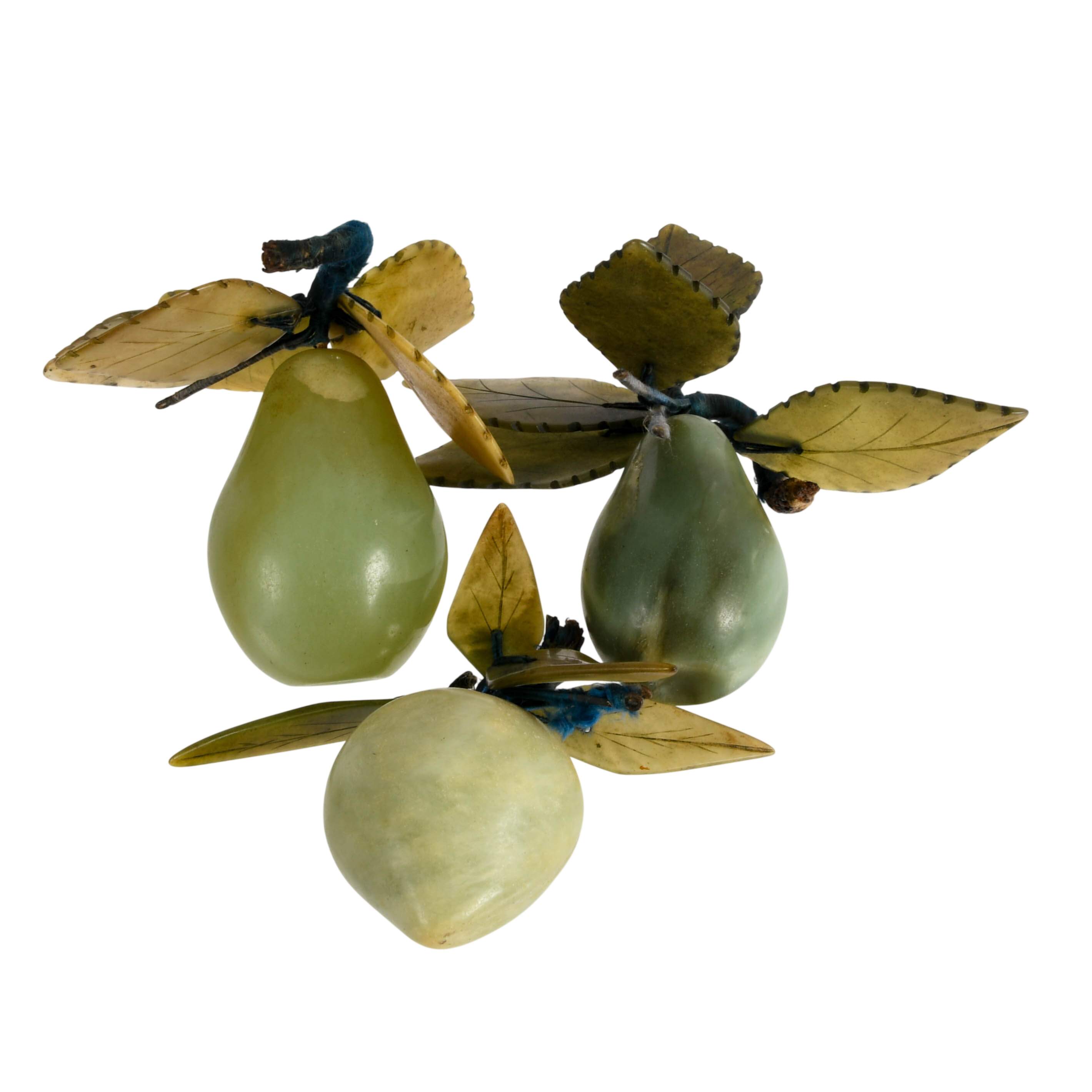 Three-Piece Grouping of Chinese Nephrite Jade Pears-6
