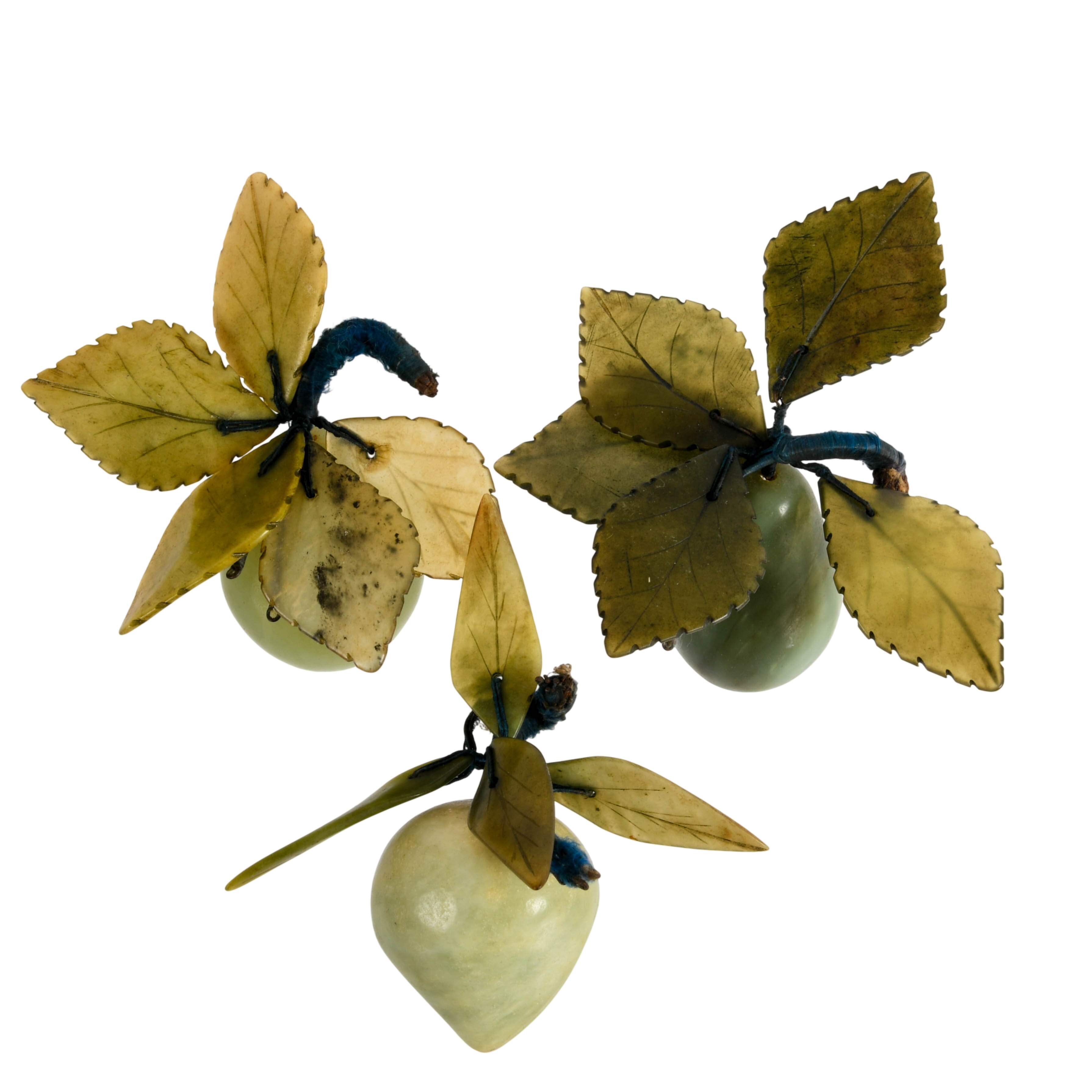 Three-Piece Grouping of Chinese Nephrite Jade Pears-3