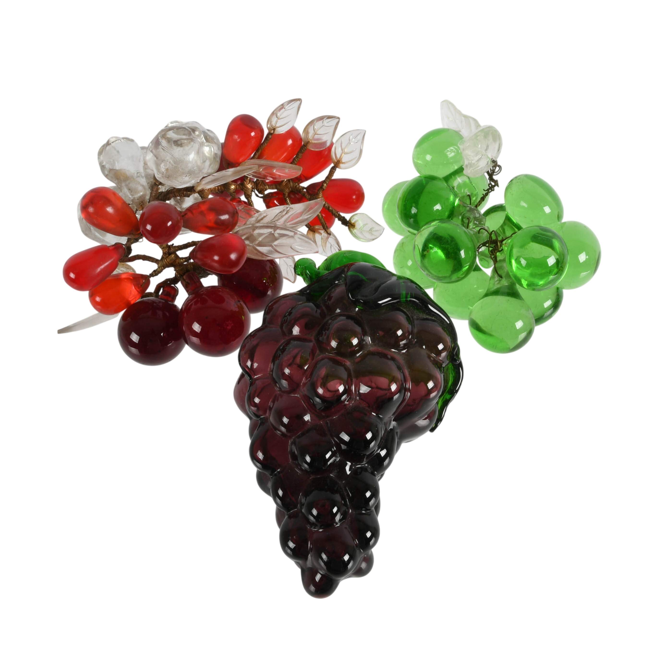 Grouping of Glass and Stone Apples and Grapes-6