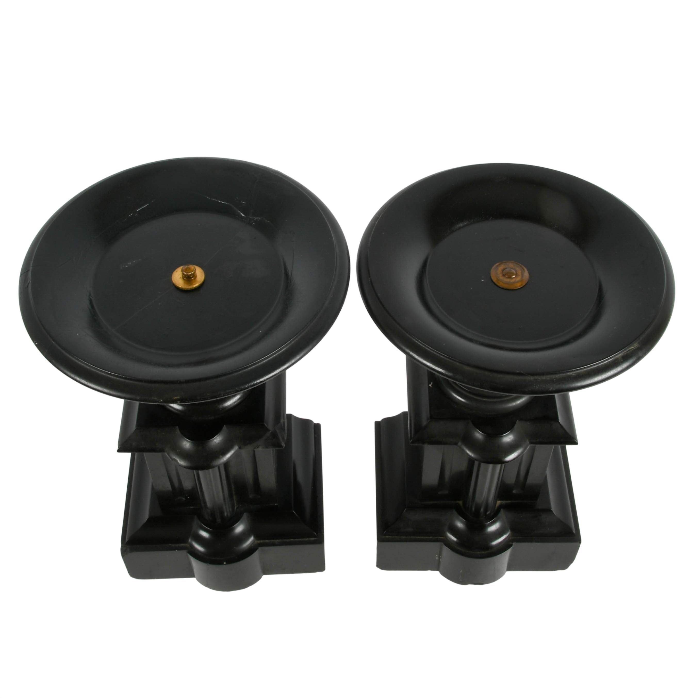 Antique Pair of Black Neoclassical Stone Tazzas-5
