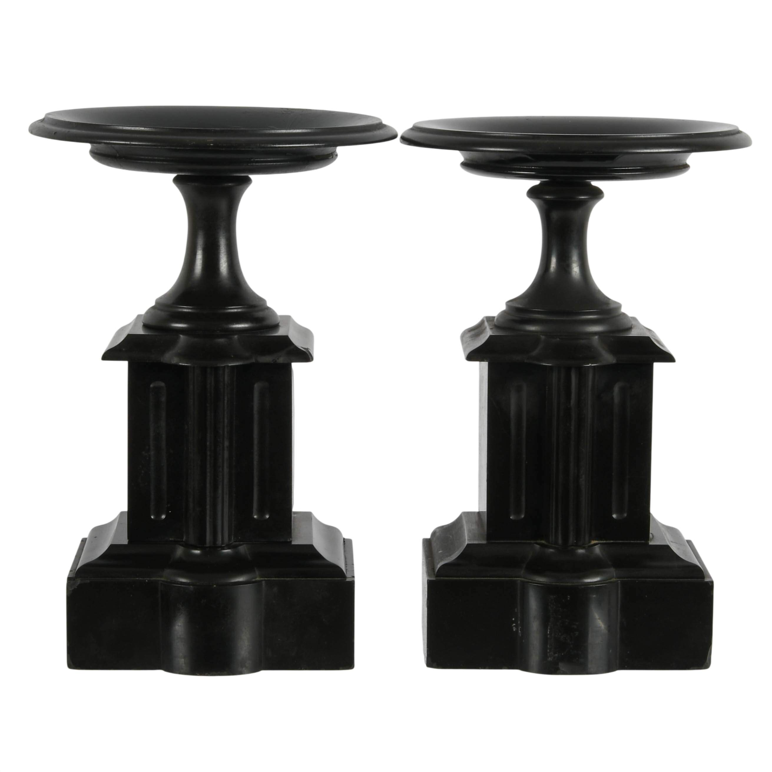 Antique Pair of Black Neoclassical Stone Tazzas-1