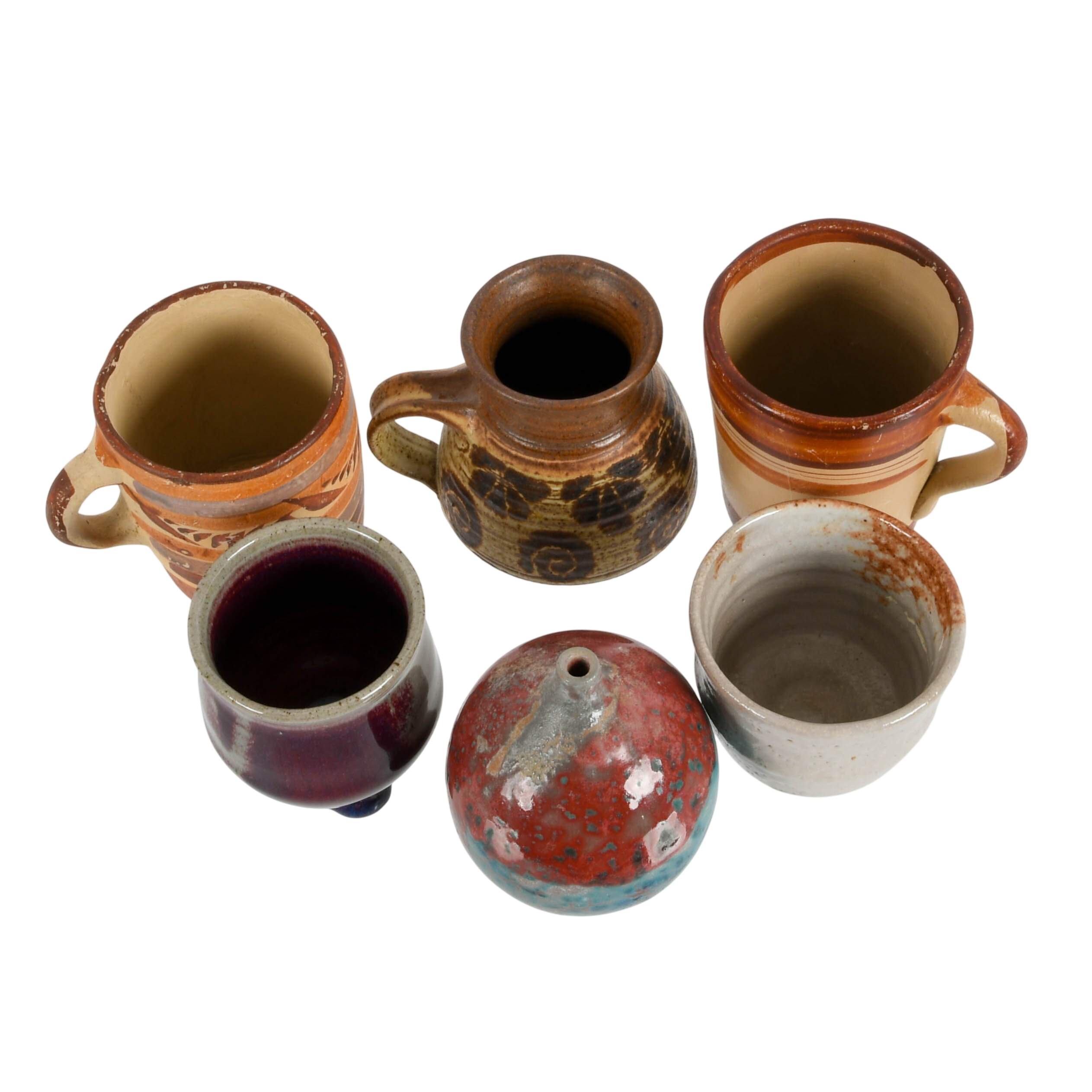 Grouping of Signed Studio Art Pottery Cups and Vases-2