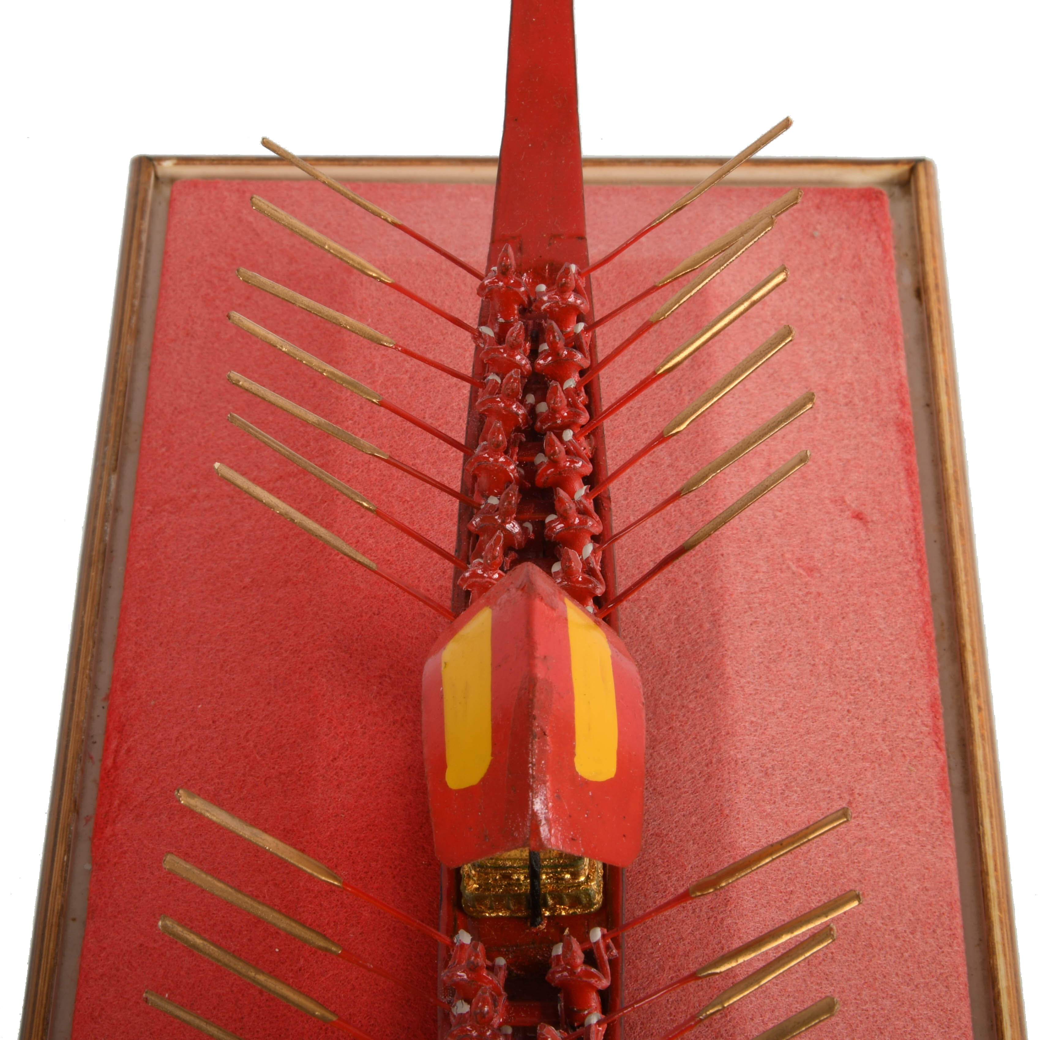 Scale Model of Royal Thai Barge in Glass Case-4