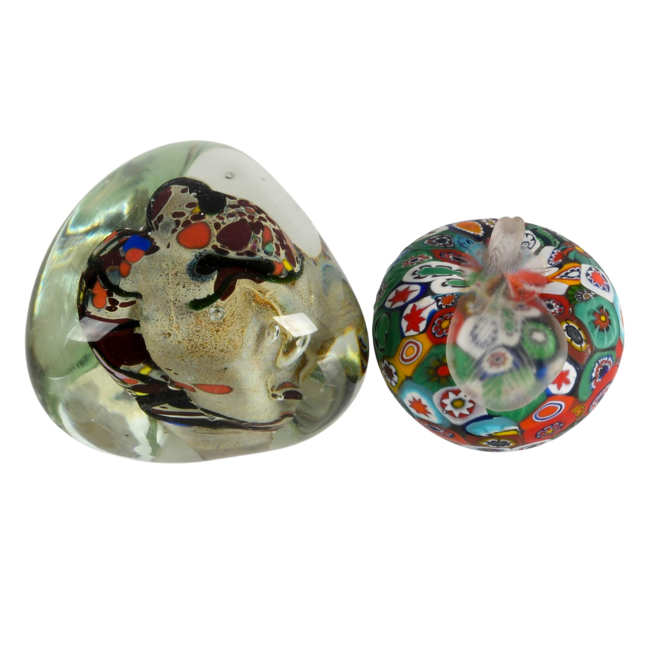 Murano Millefiori Apple and Signed Glass Paperweight-2