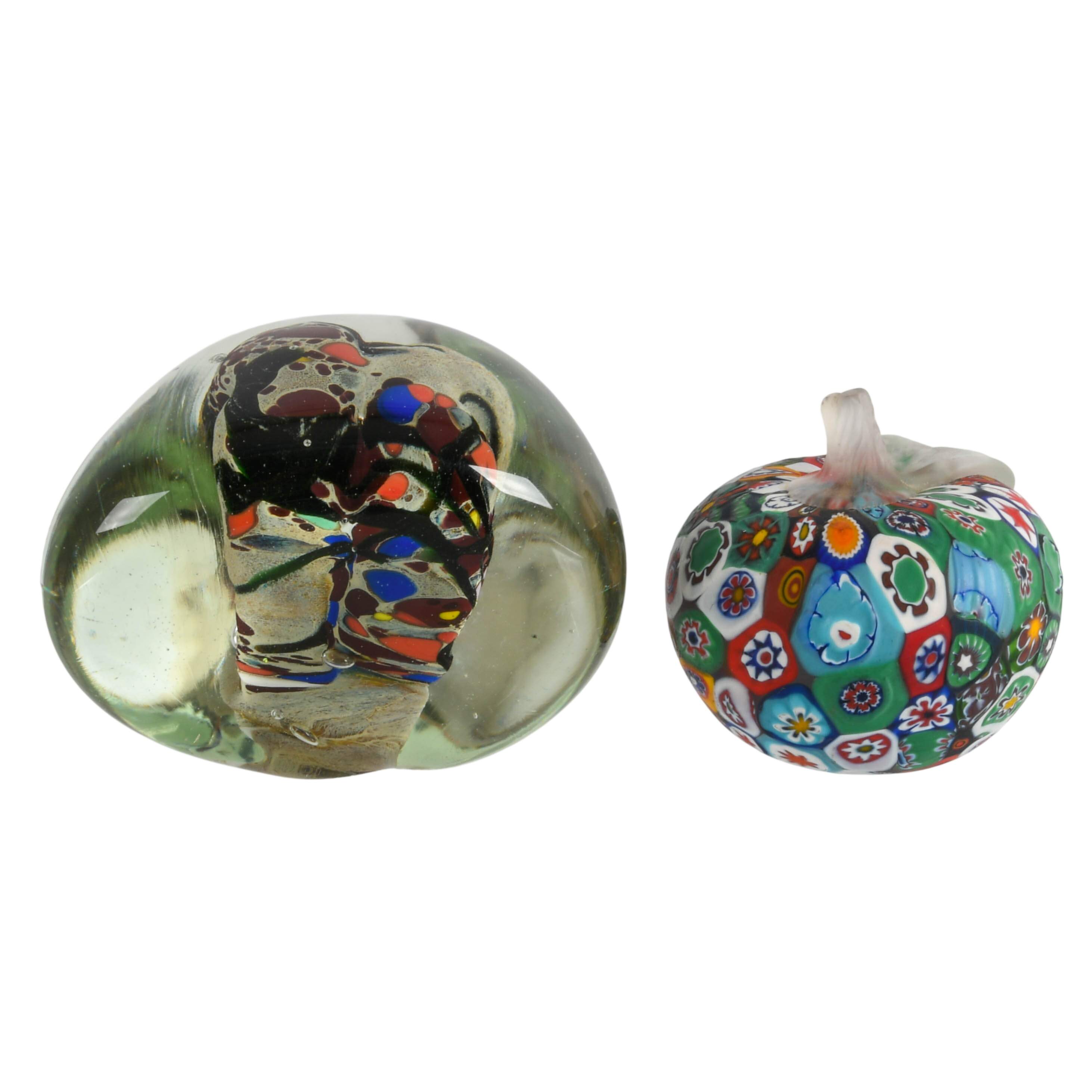 Murano Millefiori Apple and Signed Glass Paperweight-1