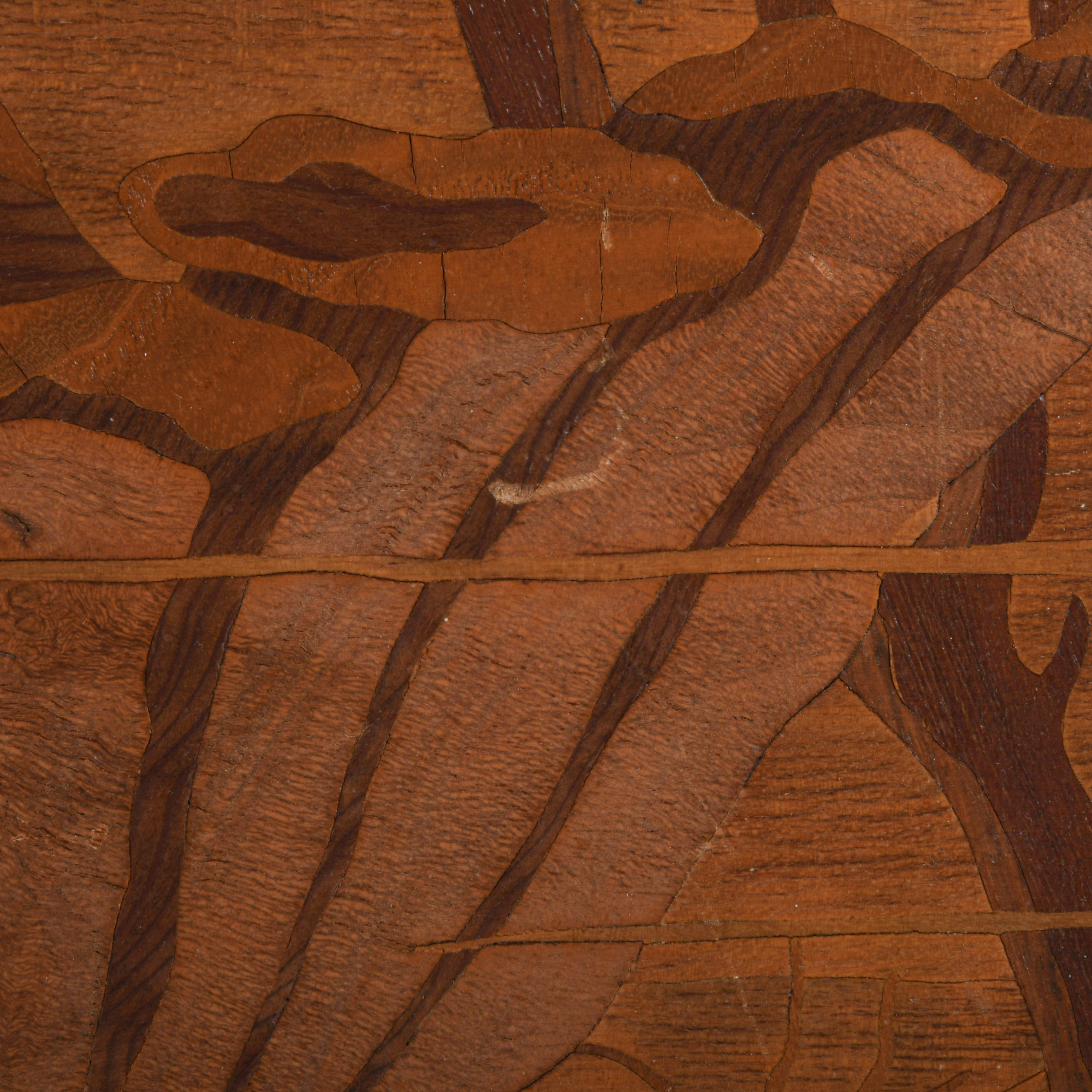 Signed Mathis Schuster Wood Marquetry "Tropical Fantasy" Framed Panel-5