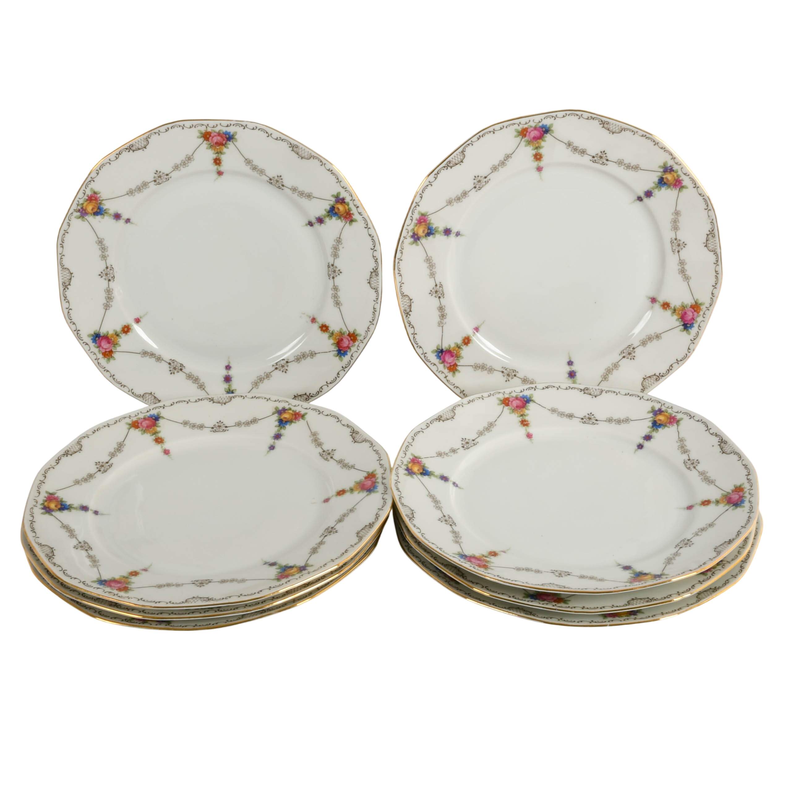 Thirteen-Piece Union T Czecho-Slovakian Made Floral Swags China Set-9
