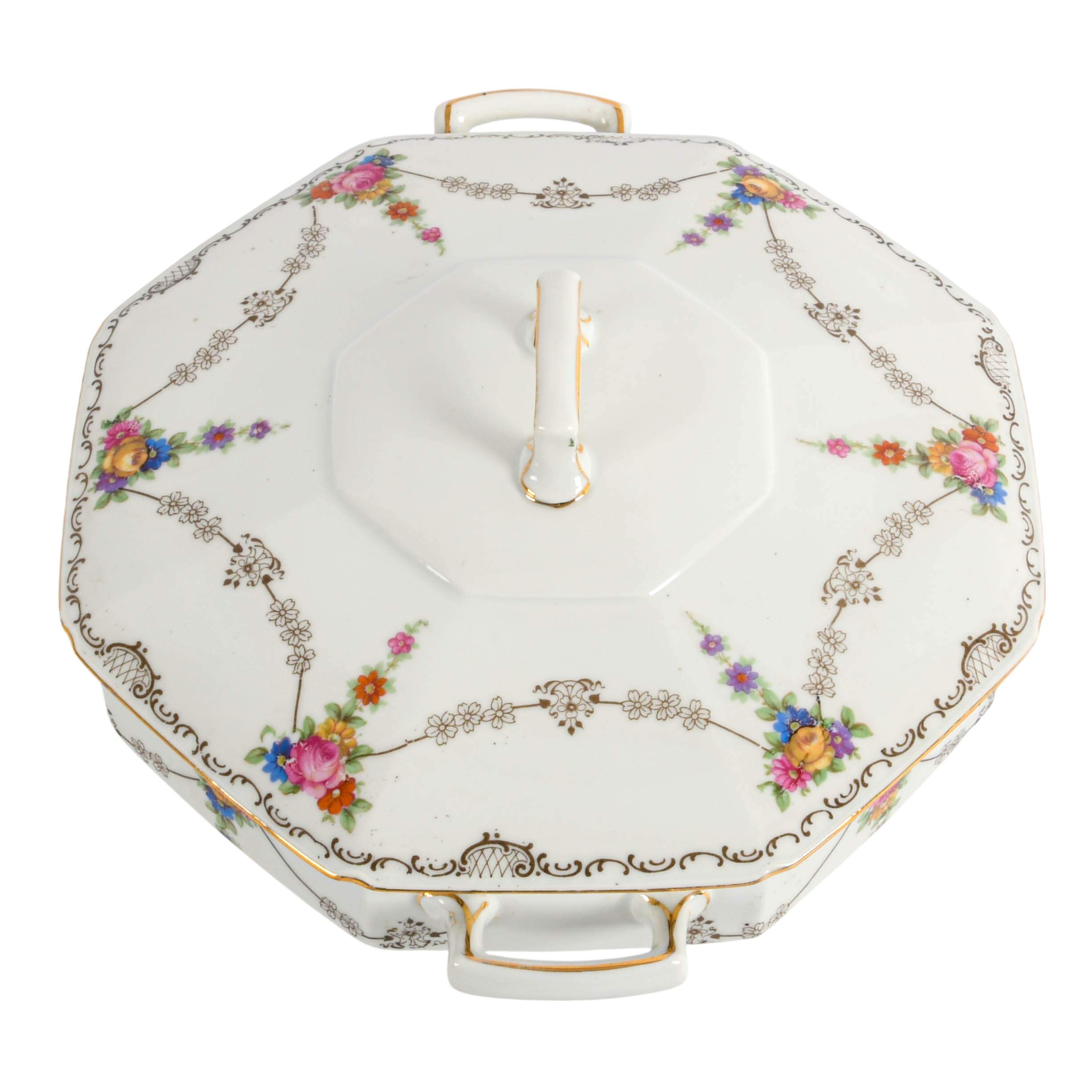 Thirteen-Piece Union T Czecho-Slovakian Made Floral Swags China Set-7