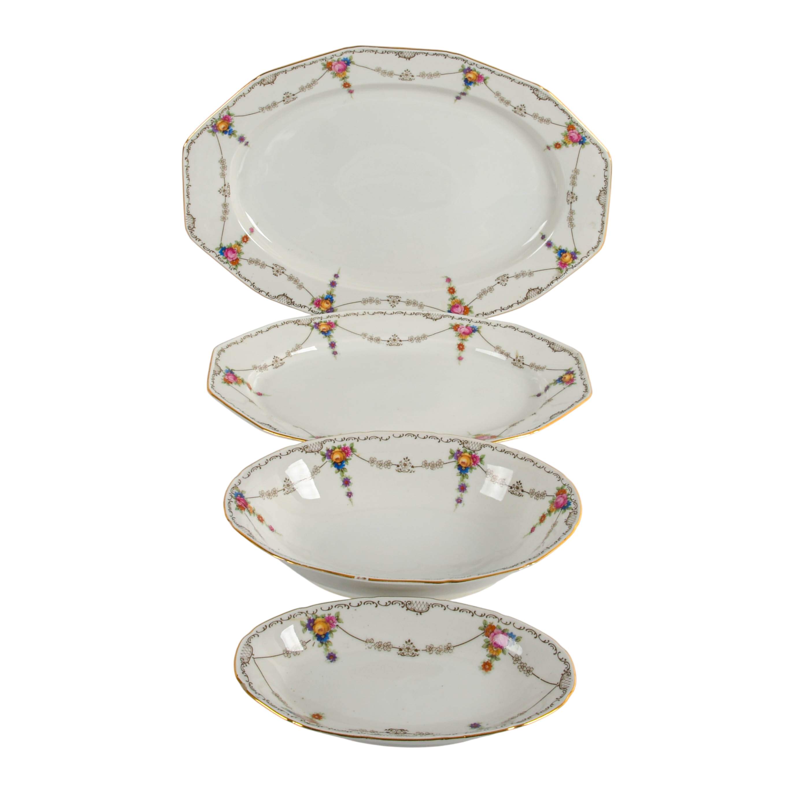 Thirteen-Piece Union T Czecho-Slovakian Made Floral Swags China Set-3