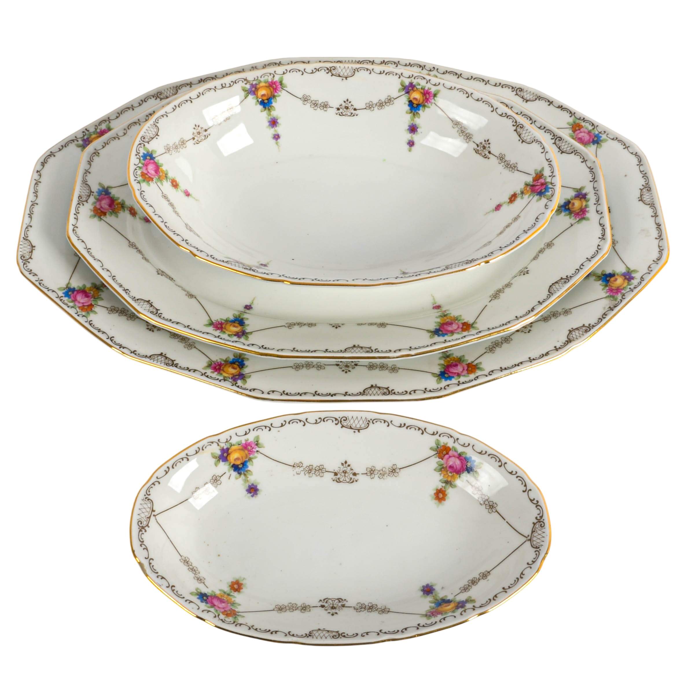 Thirteen-Piece Union T Czecho-Slovakian Made Floral Swags China Set-2