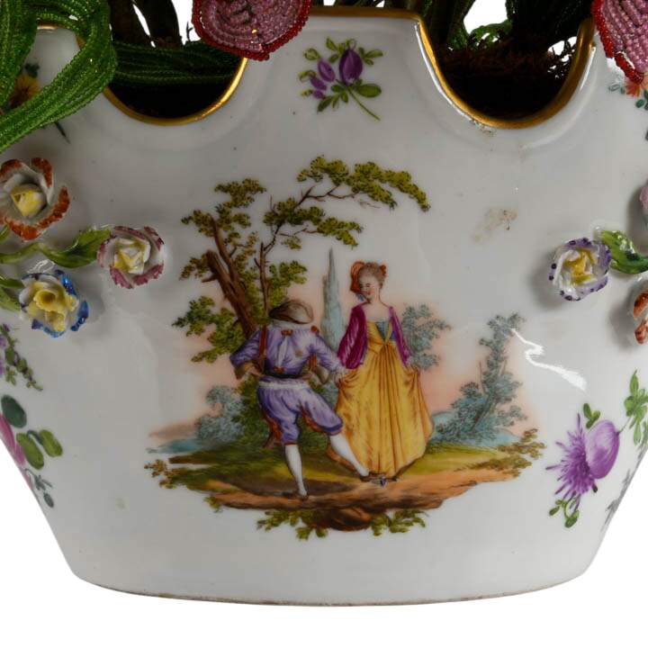 Carl Thieme Dresden Centerpiece Bowl with French-Style Beaded Florals-7