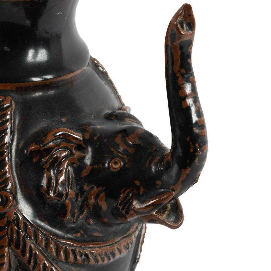 Antique Khmer Empire Elephant Lime Pot-6