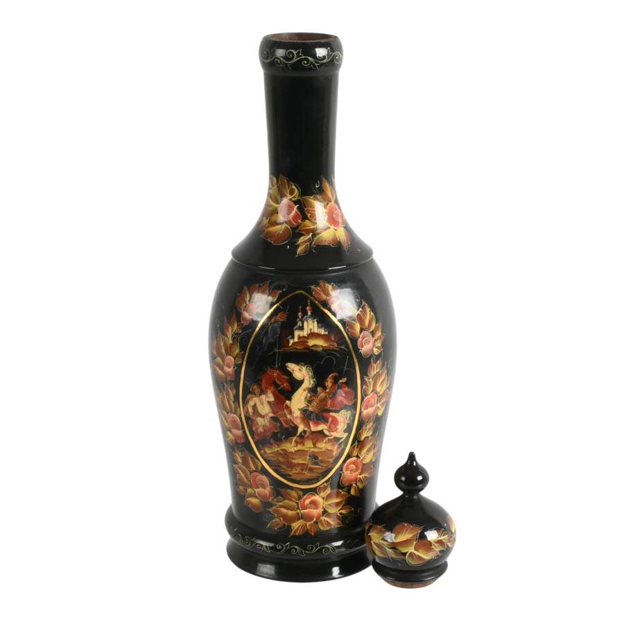 Three-Piece Set of Russian Hand-Painted Folk Décor-4