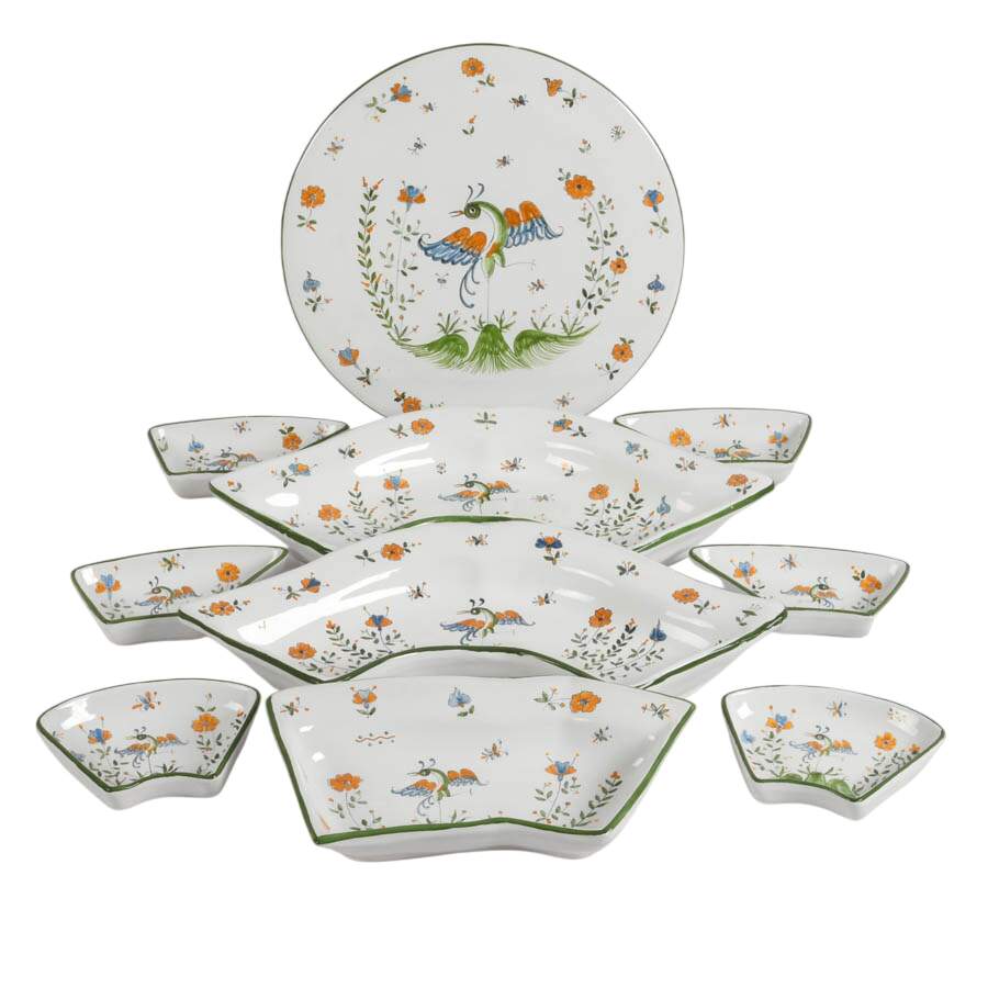 Ten-Piece Paci Torgiano Italian Glazed Faience Terracotta Serving Set-1