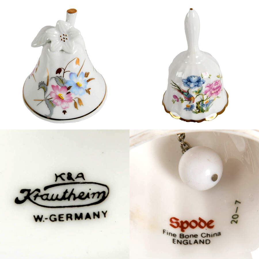Lot of Ten Porcelain Figural and Floral Bells-3