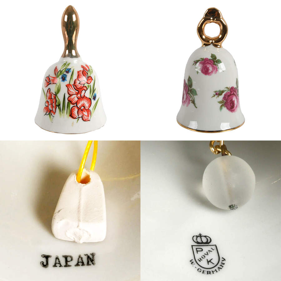 Lot of Ten Porcelain Figural and Floral Bells-2