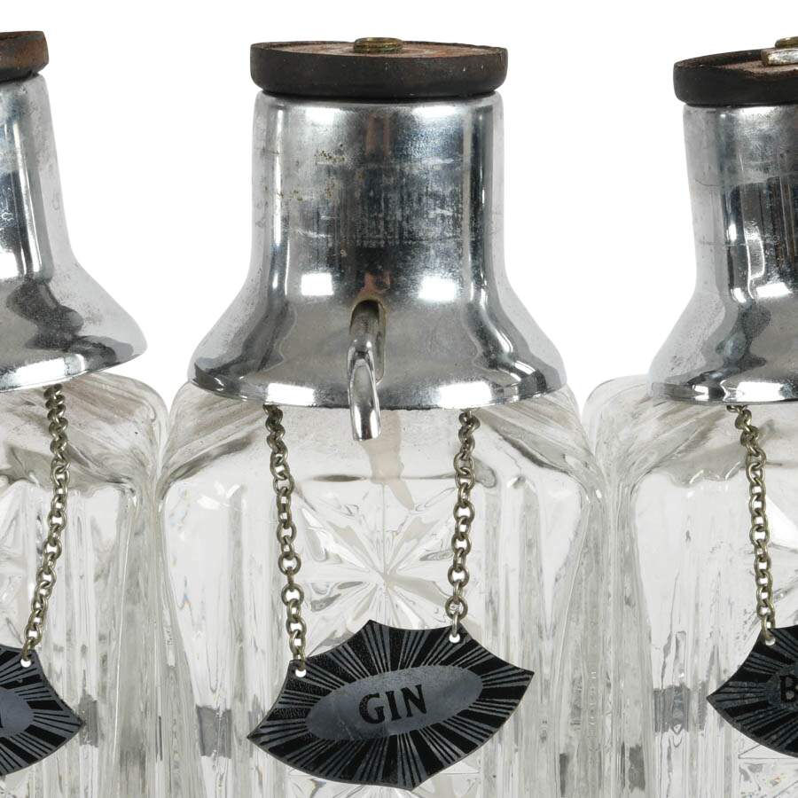 Mid-Century Modern Chrome and Crystal Decanter Set-6