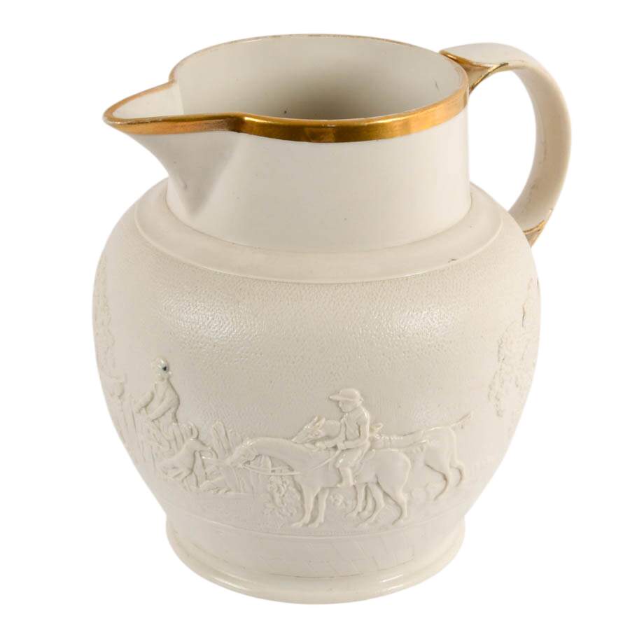Antique Spode Ceramic Fox Hunt Figural Pitcher-4