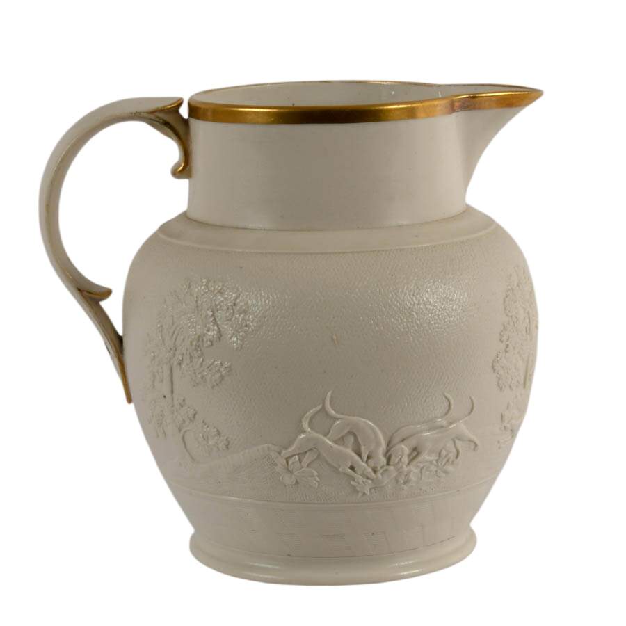 Antique Spode Ceramic Fox Hunt Figural Pitcher-1