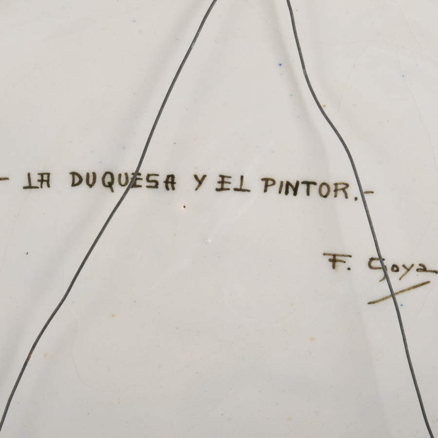 Signed "La Duquesa y El Pintor" Ceramic Plate After F. Goya-5